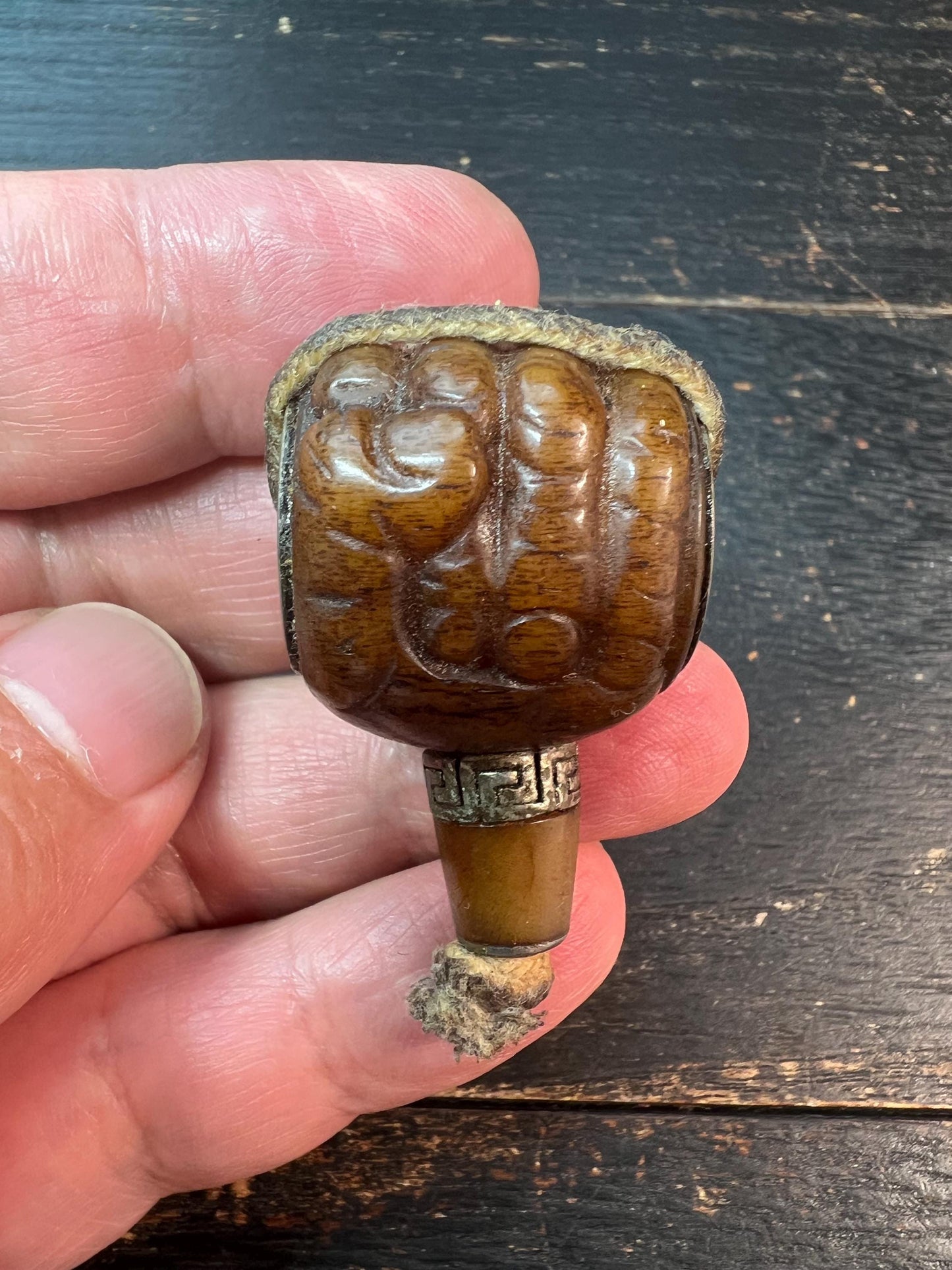 Hand-Carved Yak Bone Fist Guru Bead | Tibetan Mala Connector | Protection & Strength Symbol