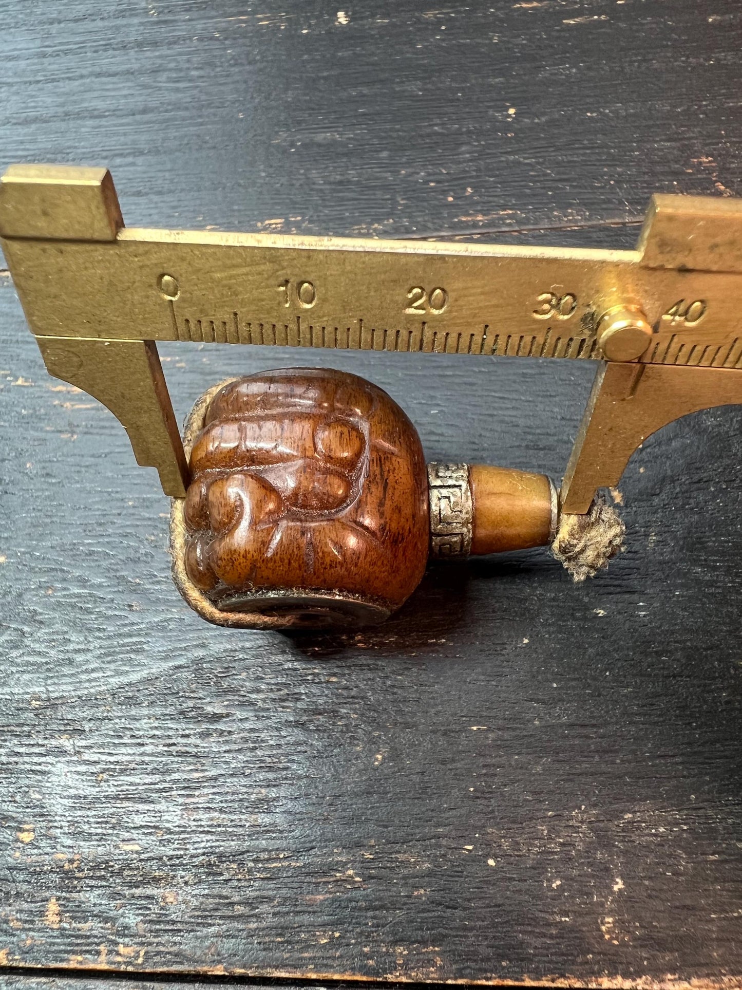 Hand-Carved Yak Bone Fist Guru Bead | Tibetan Mala Connector | Protection & Strength Symbol