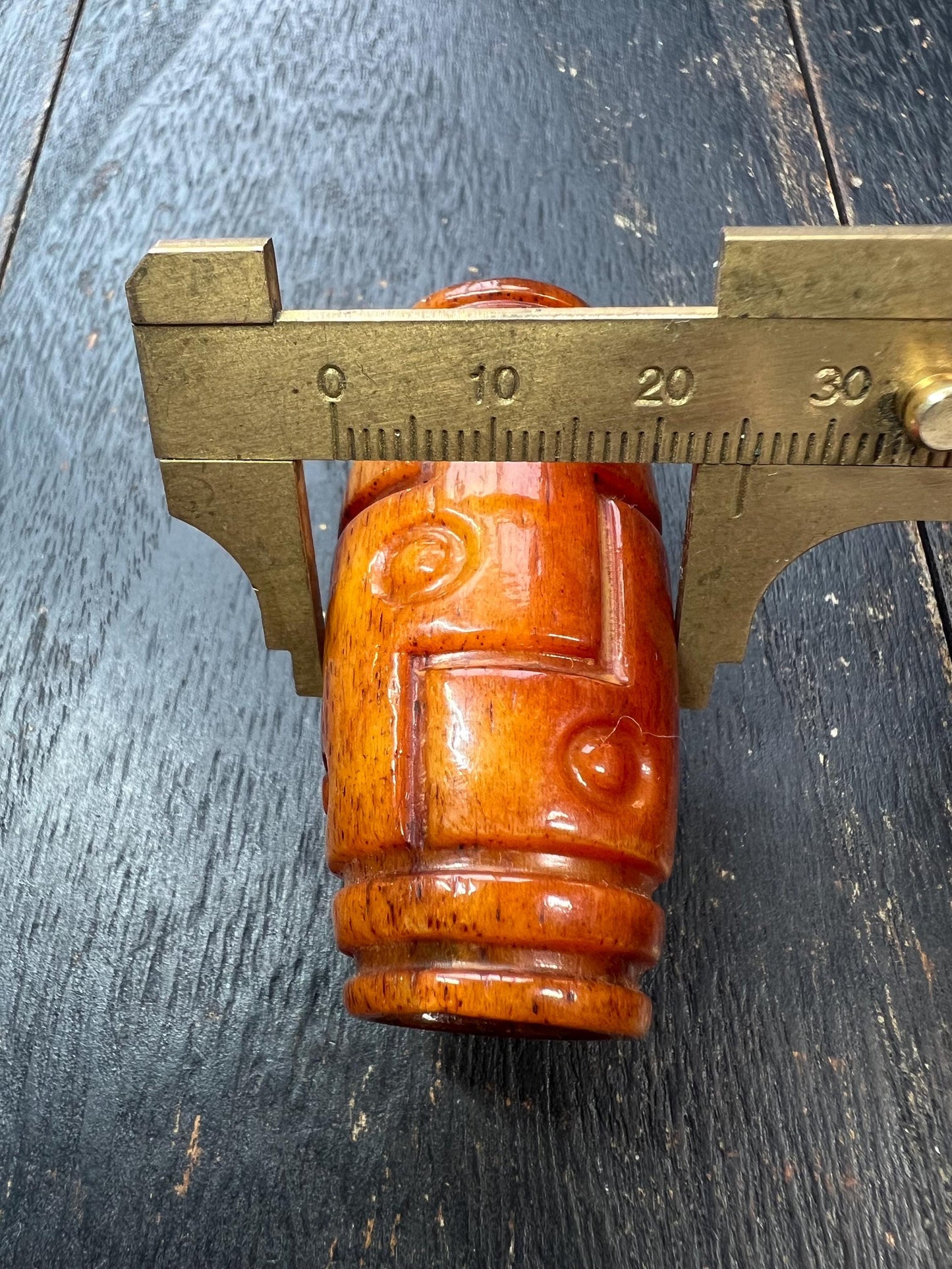 Nepal Tibet Buddhist Carved Yak Bone Nine-Eyed Dzi Bead | Handmade Protection Amulet | Tribal Ornament