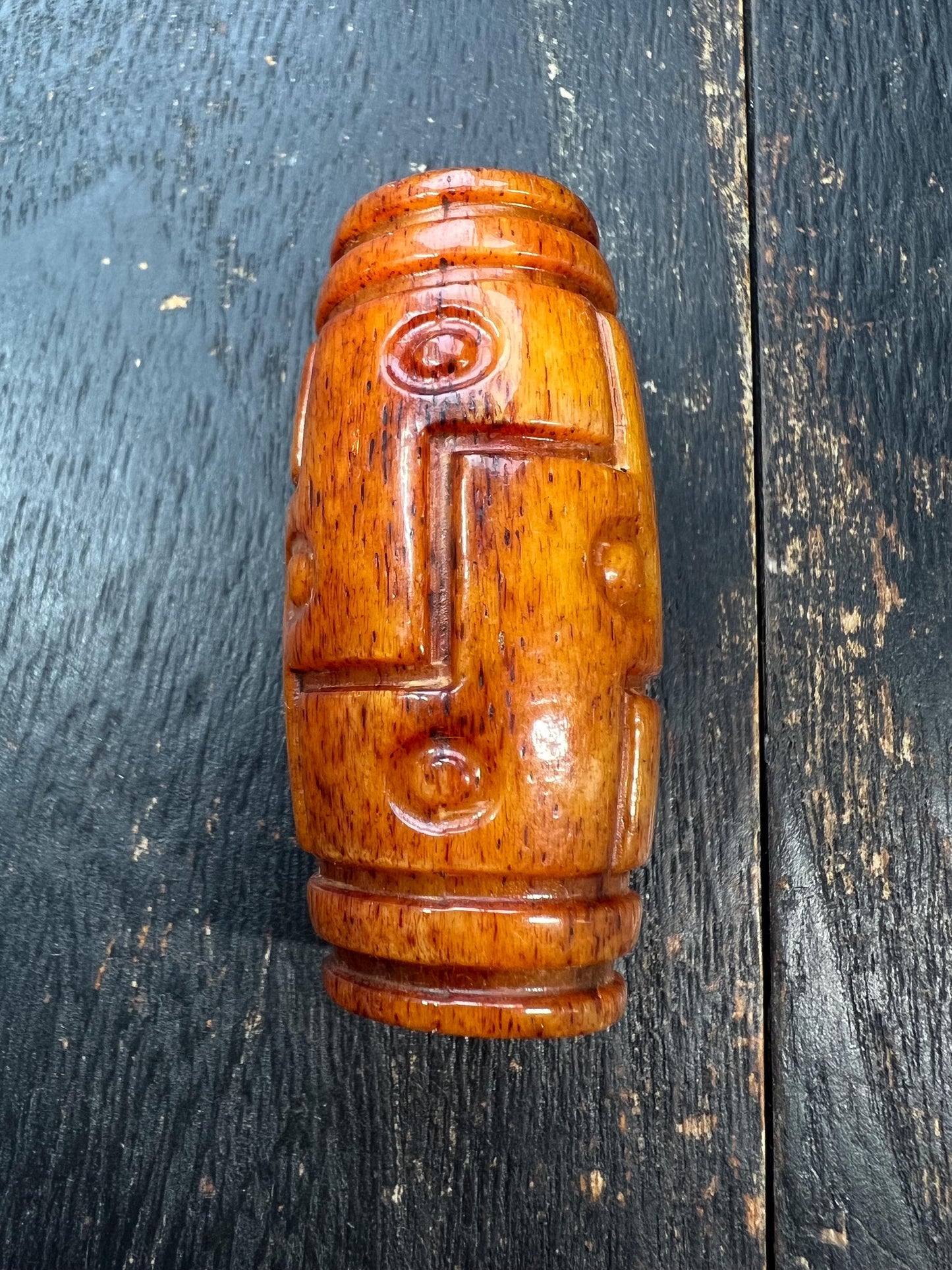 Nepal Tibet Buddhist Carved Yak Bone Nine-Eyed Dzi Bead | Handmade Protection Amulet | Tribal Ornament