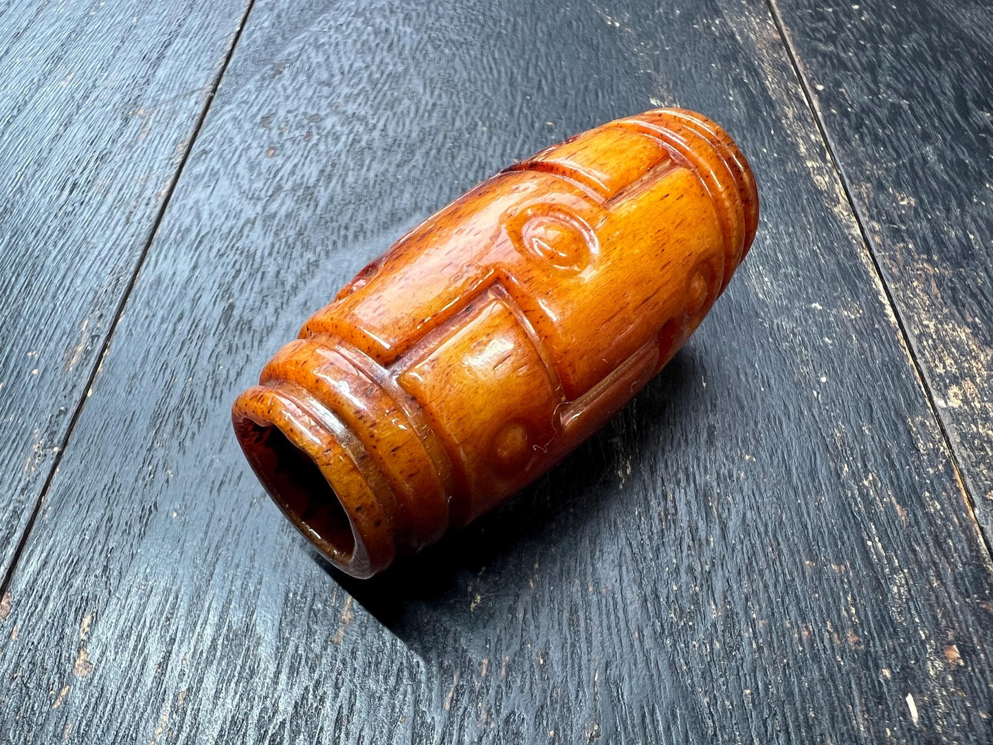 Nepal Tibet Buddhist Carved Yak Bone Nine-Eyed Dzi Bead | Handmade Protection Amulet | Tribal Ornament