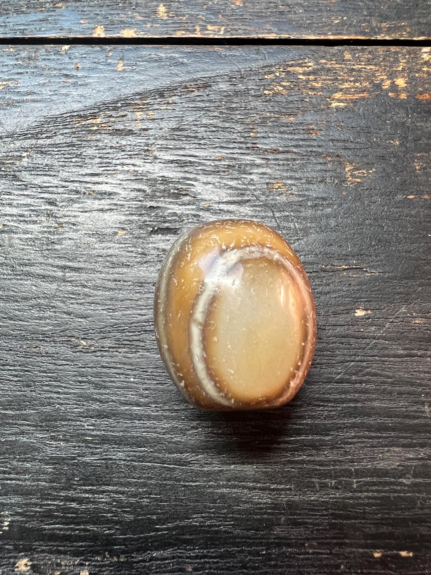 Tibetan Round Agate Bead | Natural Dzi-Style Antique Gemstone | Handmade Buddhist Meditation Talisman