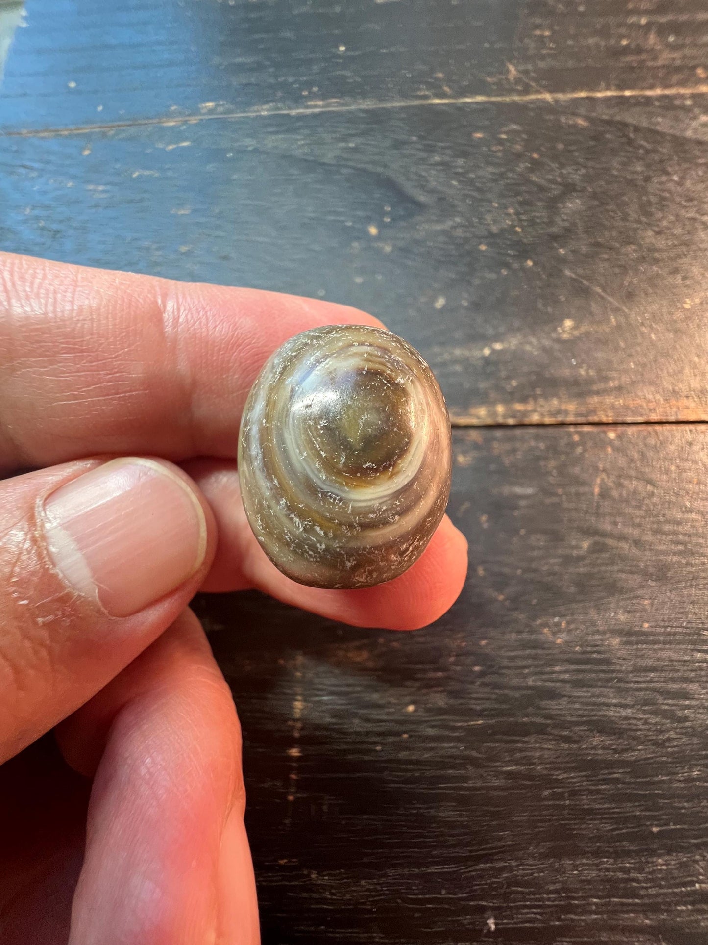 Tibetan Round Agate Bead | Natural Dzi-Style Antique Gemstone | Handmade Buddhist Meditation Talisman