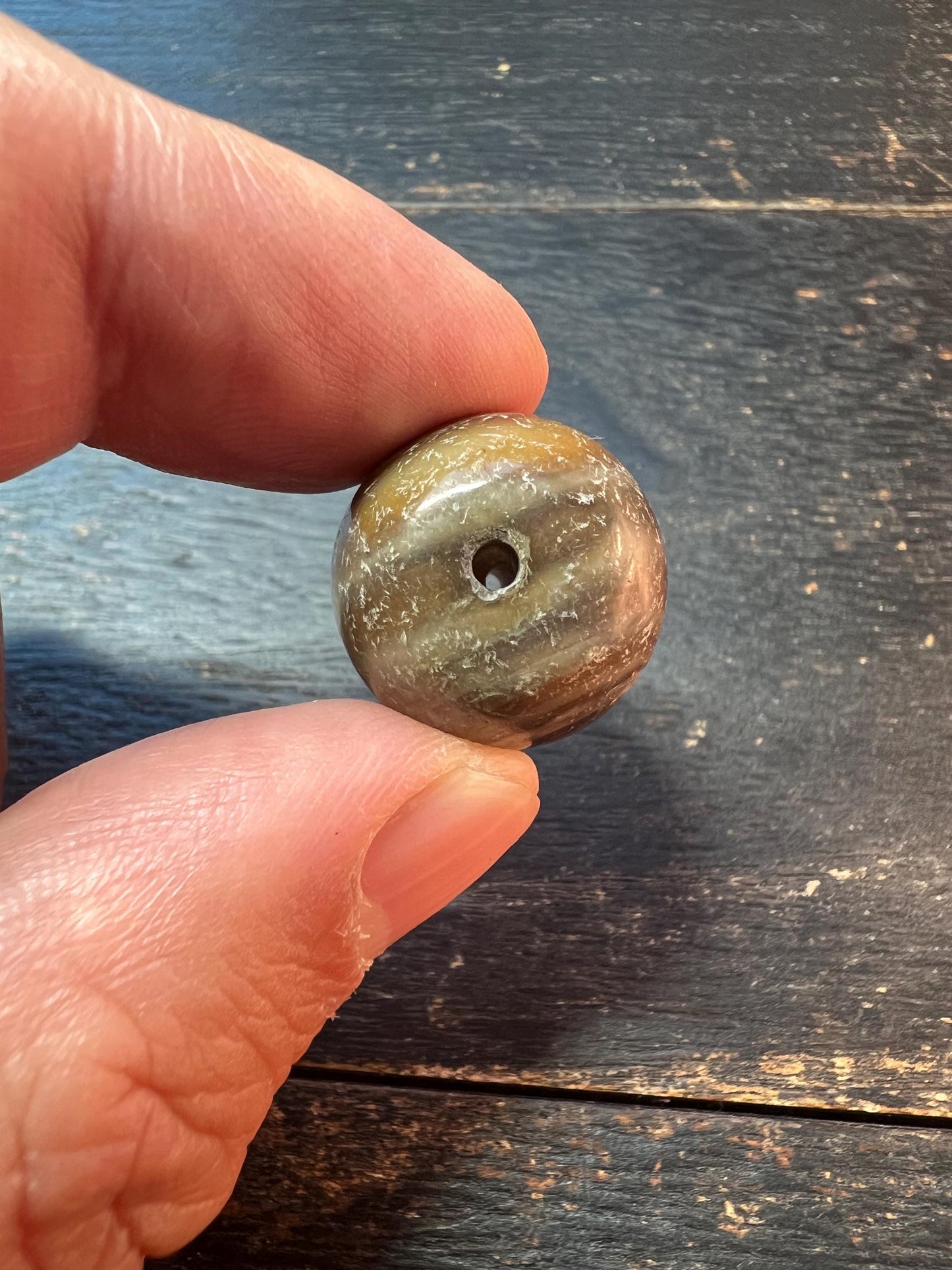 Tibetan Round Agate Bead | Natural Dzi-Style Antique Gemstone | Handmade Buddhist Meditation Talisman