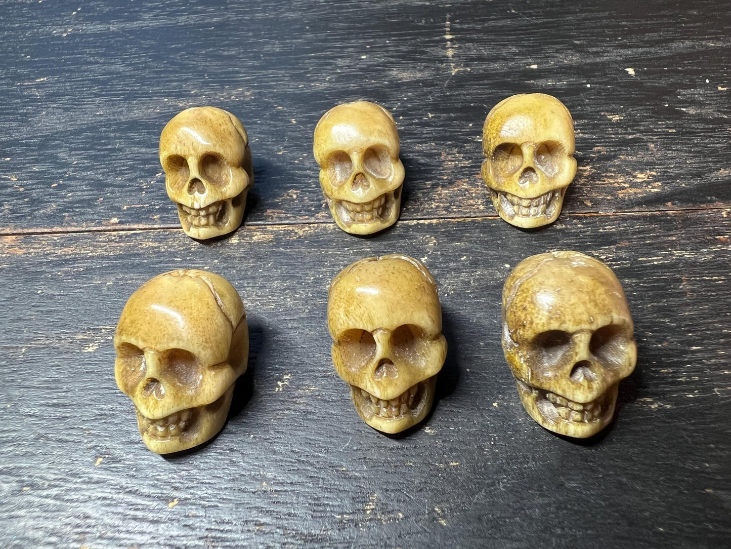 Hand-Carved Yak Bone Citipati Skull Bead | Tibetan Buddhist Charnel Ground Amulet | Impermanence Mala Centerpiece