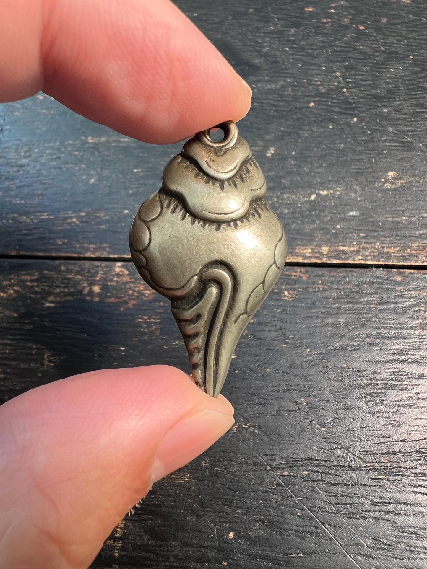 Nepal Tibetan Buddhist Brass Conch Shell Talisman Pendant | Protective Amulet | Spiritual Jewelry | Eight Auspicious Symbols | Handmade