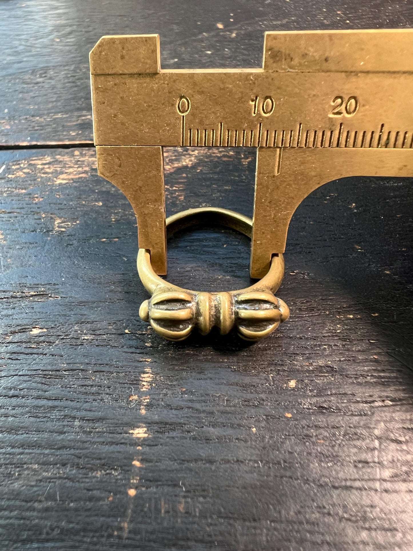 Tibetan Buddhist Brass Vajra Ring | Handmade Dorje Amulet Jewelry | Spiritual Protection | Adjustable Size | Nepal Tibet Art