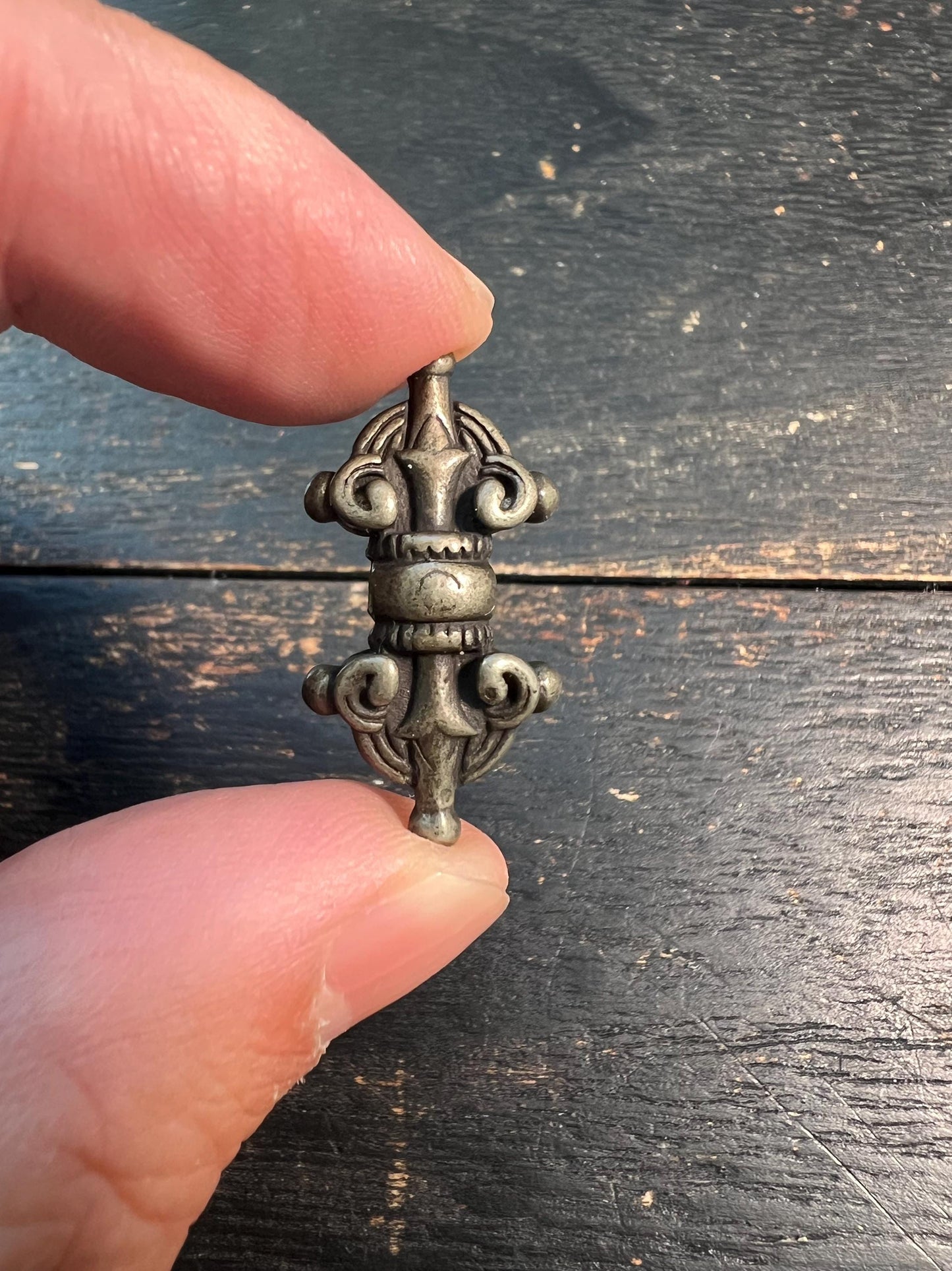 Handmade Tibetan Brass Vajra Amulet for Prayer Bead, Mala Pendant, Buddhist Protection Charm