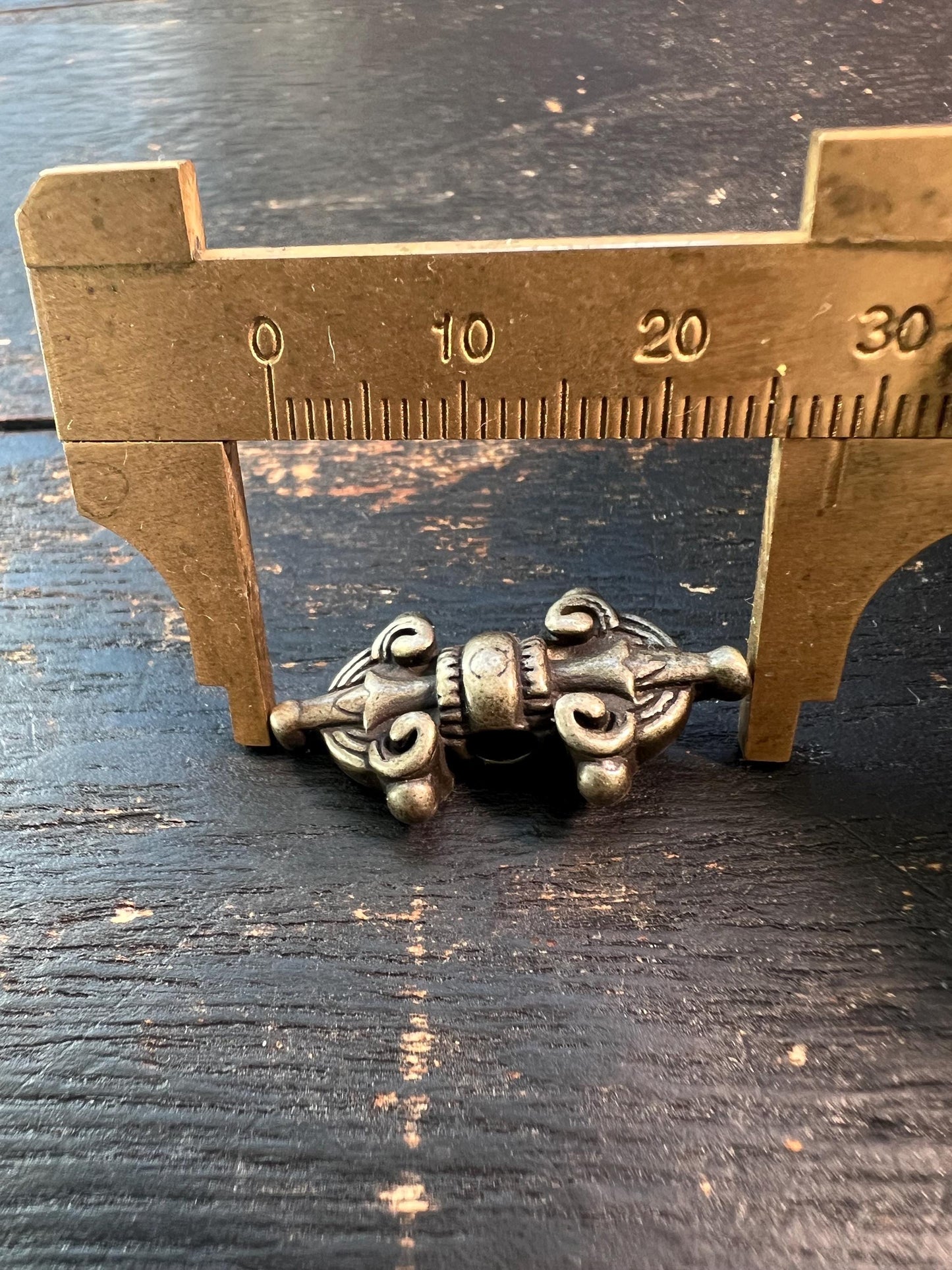 Handmade Tibetan Brass Vajra Amulet for Prayer Bead, Mala Pendant, Buddhist Protection Charm