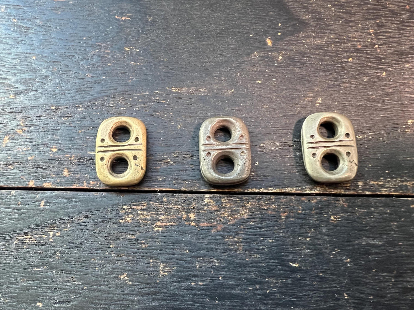 Tibetan Brass Double Hole Slider Pendant | Handmade Ethnic Connector Bead | 3 Colors Available | Mala & Jewelry Making Supply