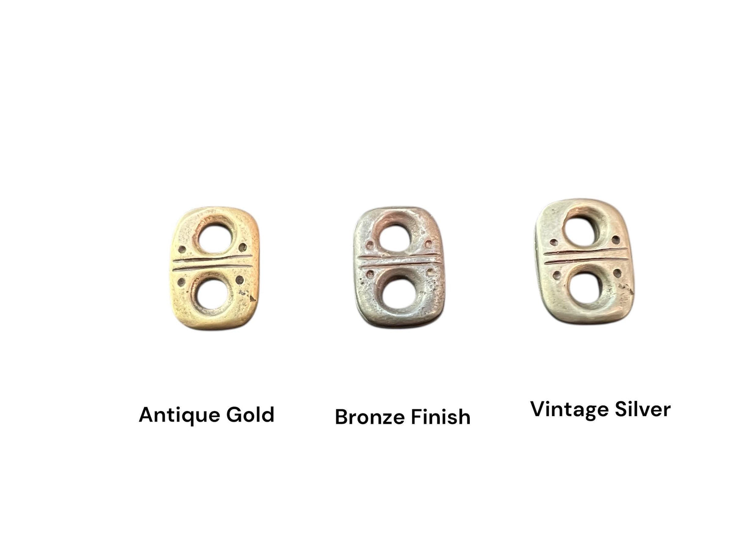 Tibetan Brass Double Hole Slider Pendant | Handmade Ethnic Connector Bead | 3 Colors Available | Mala & Jewelry Making Supply