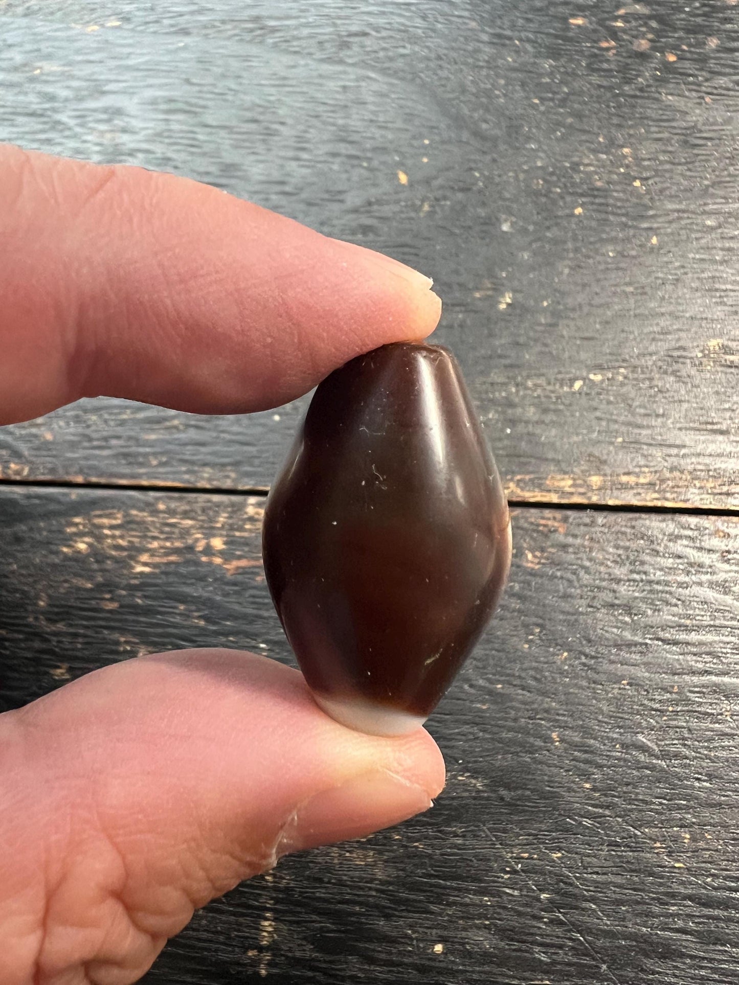 Nepal Tibet Buddhist Dzi Shaped Banded Agate Medicine Bead, Himalayan Spiritual Amulet, Antique Healing Talisman