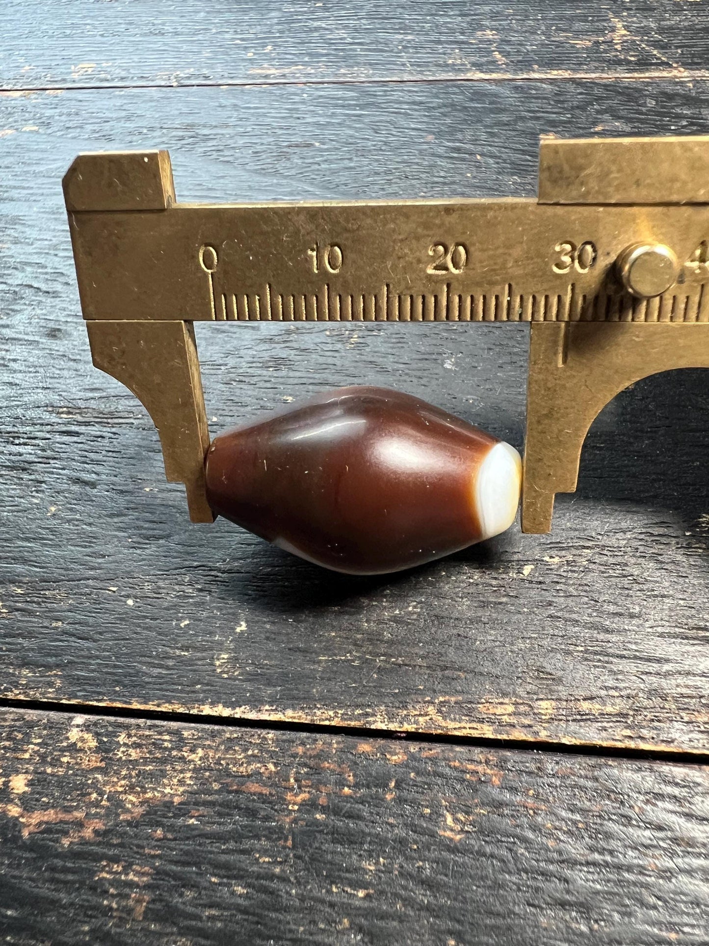 Nepal Tibet Buddhist Dzi Shaped Banded Agate Medicine Bead, Himalayan Spiritual Amulet, Antique Healing Talisman