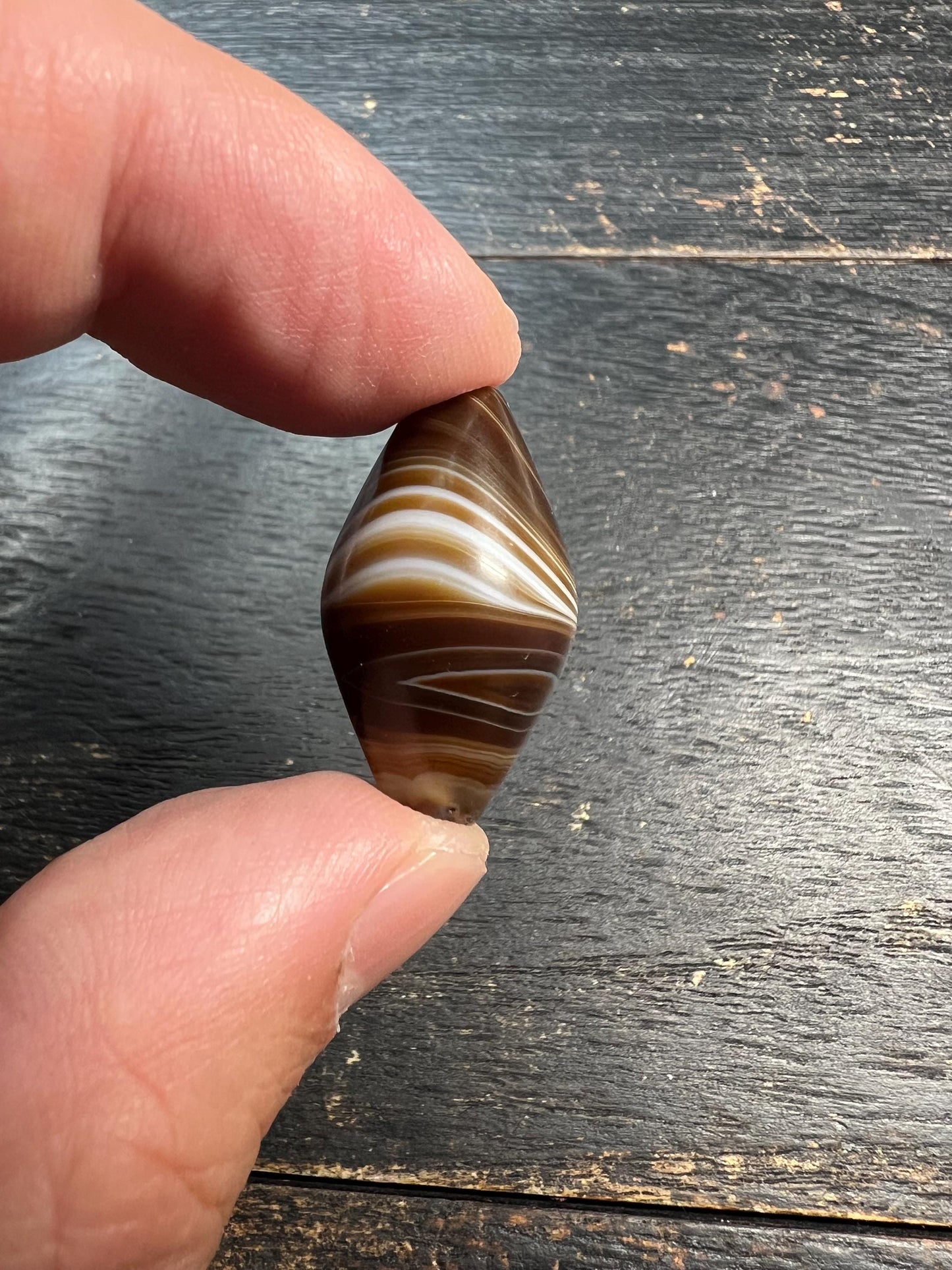 Nepal Tibet Buddhist Dzi Shaped Banded Agate Medicine Bead, Himalayan Spiritual Amulet, Antique Healing Talisman