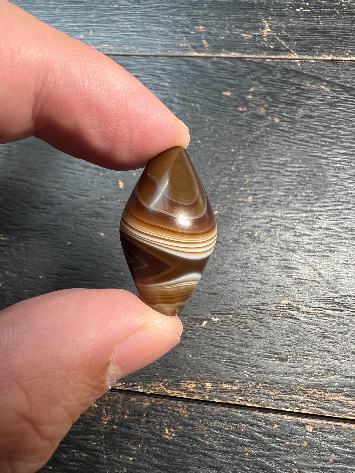 Nepal Tibet Buddhist Dzi Shaped Banded Agate Medicine Bead, Himalayan Spiritual Amulet, Antique Healing Talisman