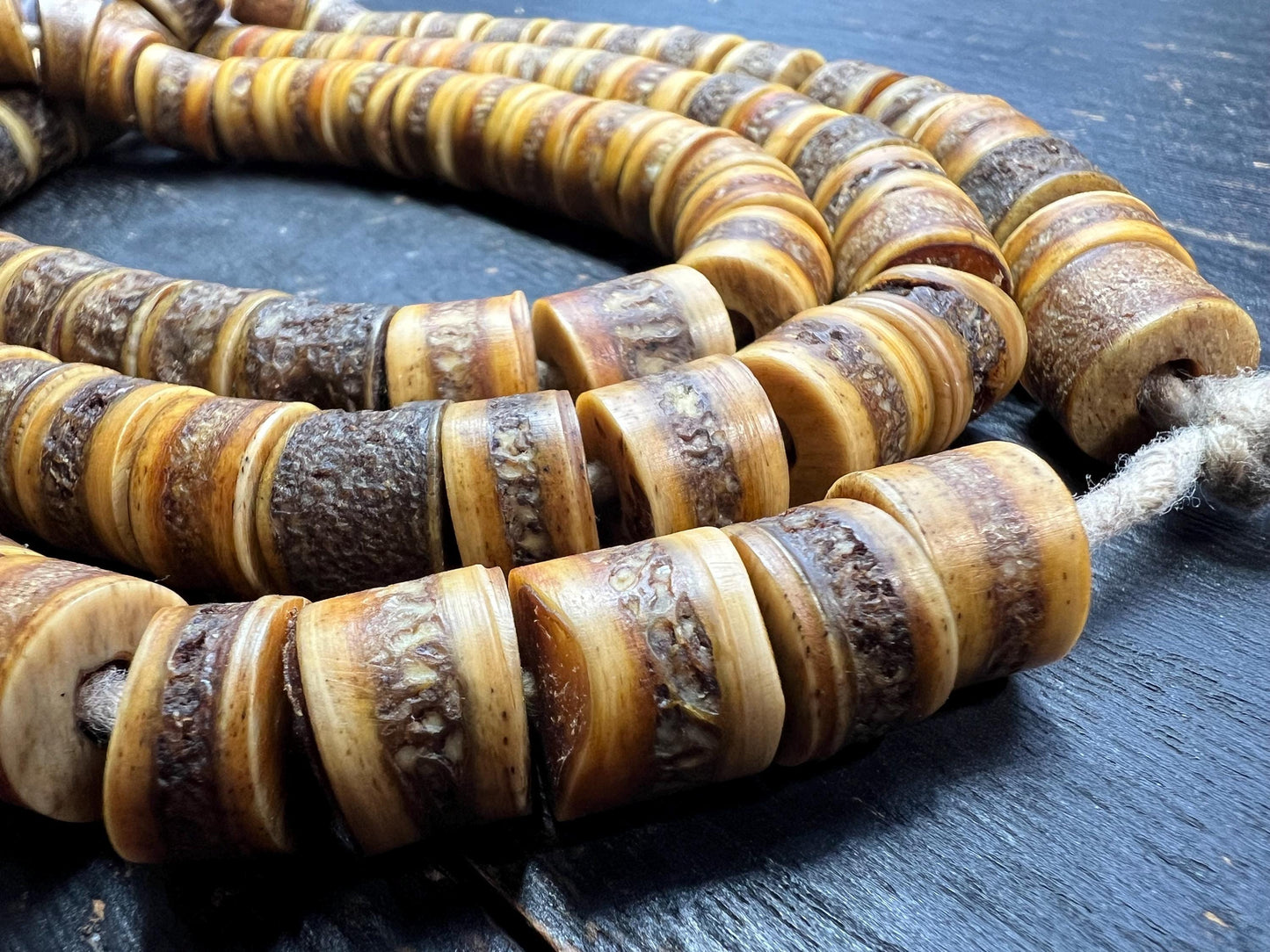 108 Bead Yak Bone Mala | Handcrafted Tibetan Buddhist Prayer Beads | 12.5mm, 40” | Natural Meditation Mala Necklace