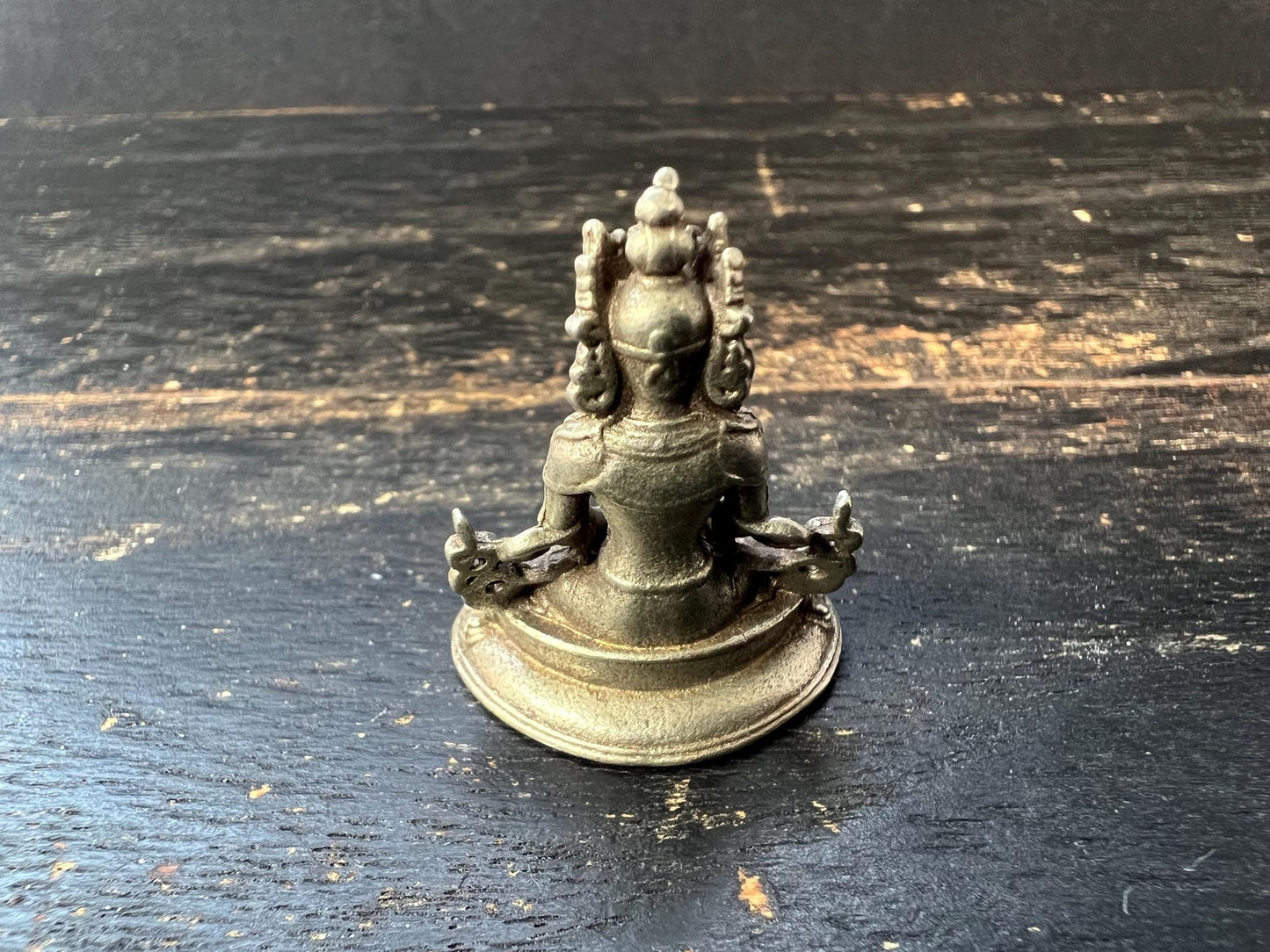 Nepal Tibet Buddhist Amitayus Miniature Statue | White Bronze Longevity Buddha | Handcrafted Spiritual Altar Decor