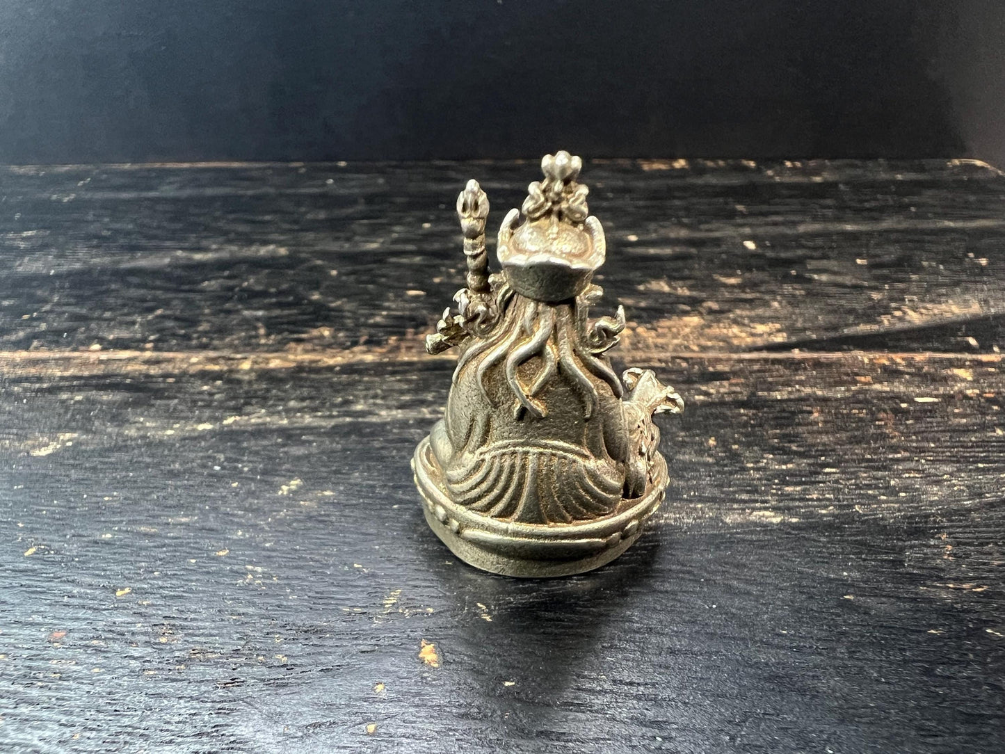 Handcrafted White Bronze Guru Rinpoche (Padmasambhava) Miniature Statue | Tibetan Buddhist Altar Figurine | 23mm x 33mm
