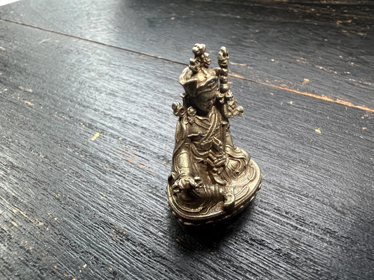 Handcrafted White Bronze Guru Rinpoche (Padmasambhava) Miniature Statue | Tibetan Buddhist Altar Figurine | 23mm x 33mm