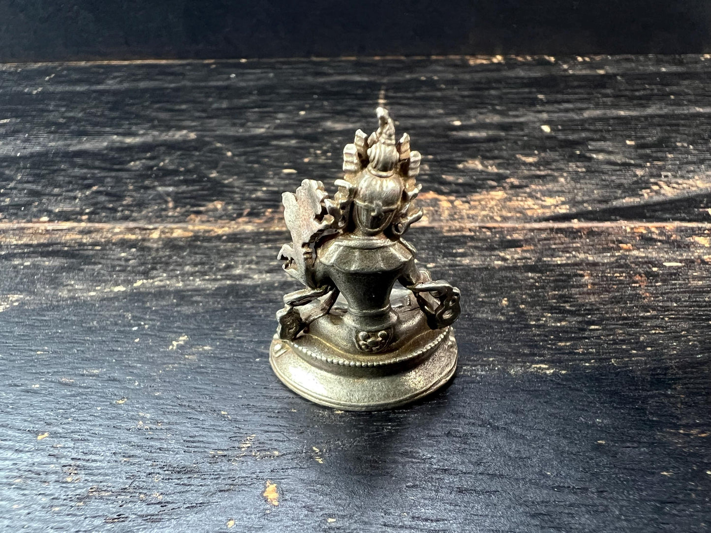 Mini Green Tara White Bronze Statue – 32mm Tibetan Buddhist Mother Deity, Small Spiritual Altar Sculpture, Handcrafted Nepal Amulet