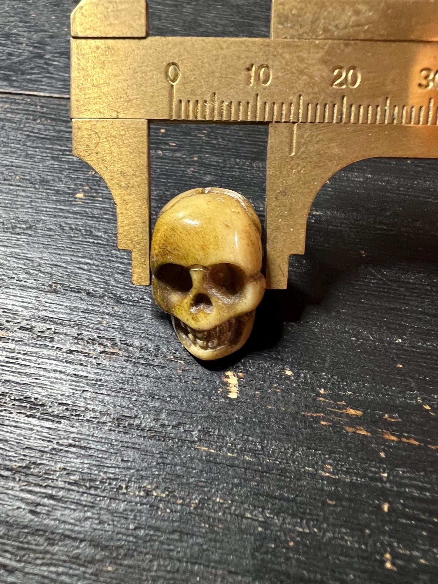 Hand-Carved Yak Bone Citipati Skull Bead | Tibetan Buddhist Charnel Ground Amulet | Impermanence Mala Centerpiece