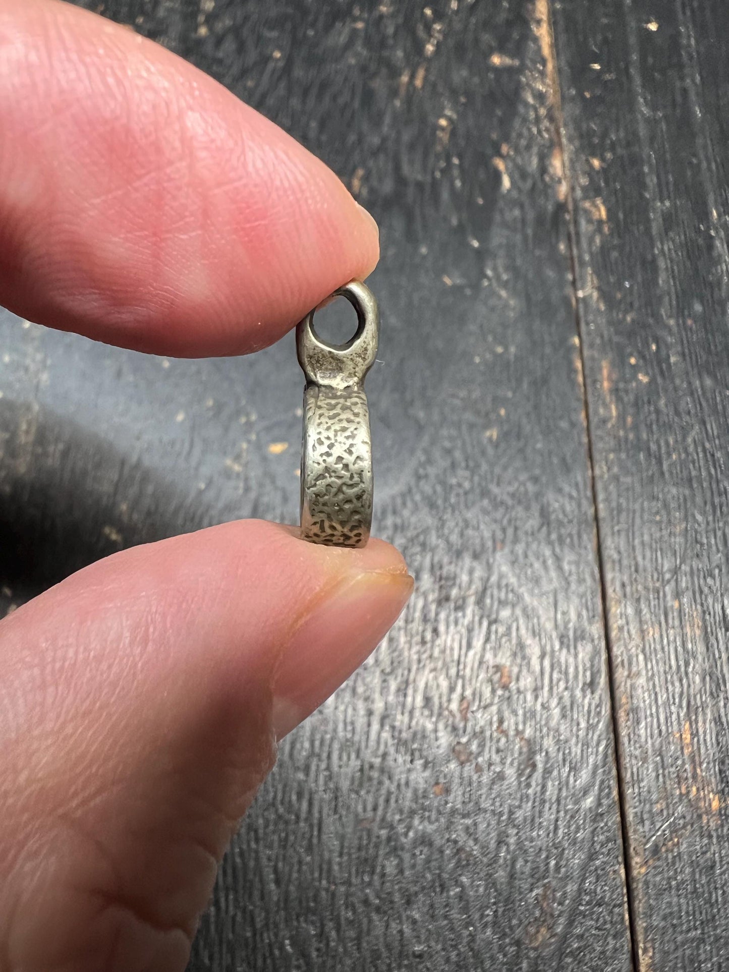 Tibetan White Brass Six Syllable Mantra Pendant “Om Mani Padme Hum” Amulet