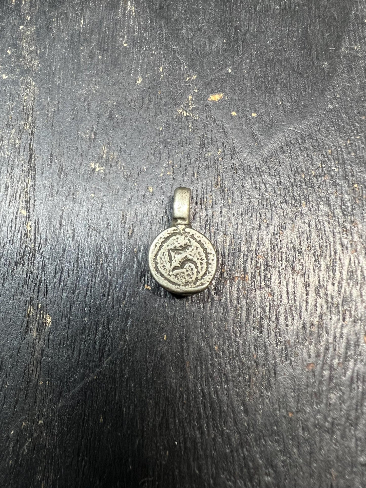 Tibetan White Brass Six Syllable Mantra Pendant “Om Mani Padme Hum” Amulet