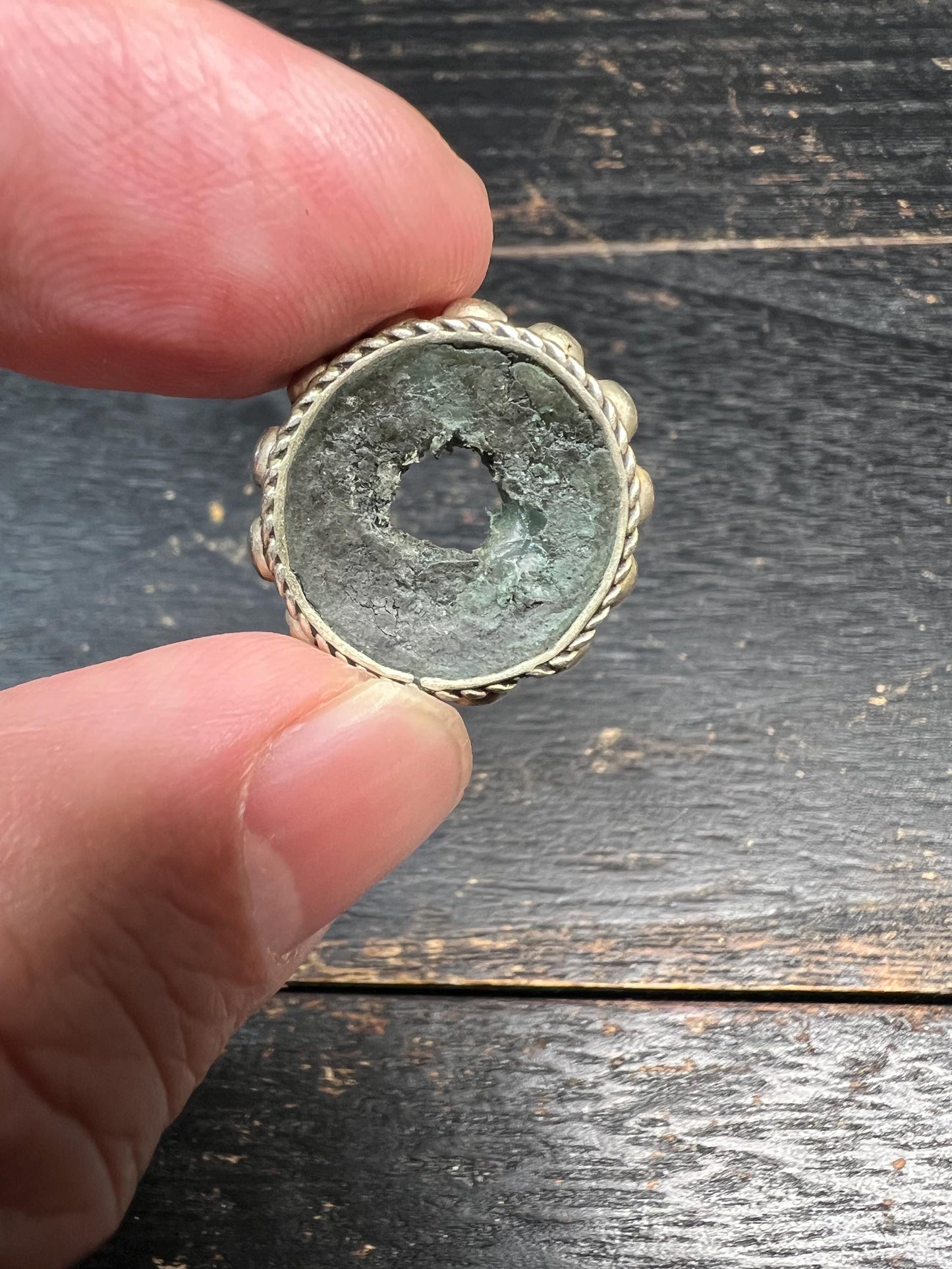 Antique Tibetan White Brass Spacer Bead | Handcrafted Old Tibetan Mala Separator | Vintage Ethnic Tibet Jewelry Component