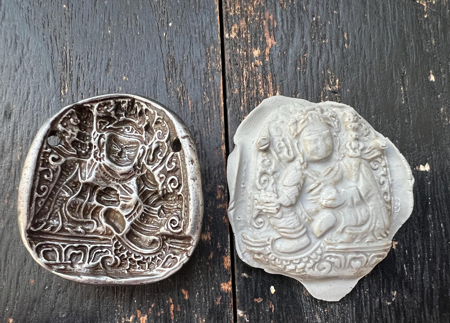Vintage Tibetan Iron Guru Padmasambhava Tsa Tsa Mold | Buddhist Amulet Pendant | Nepal Tibet Ritual Art