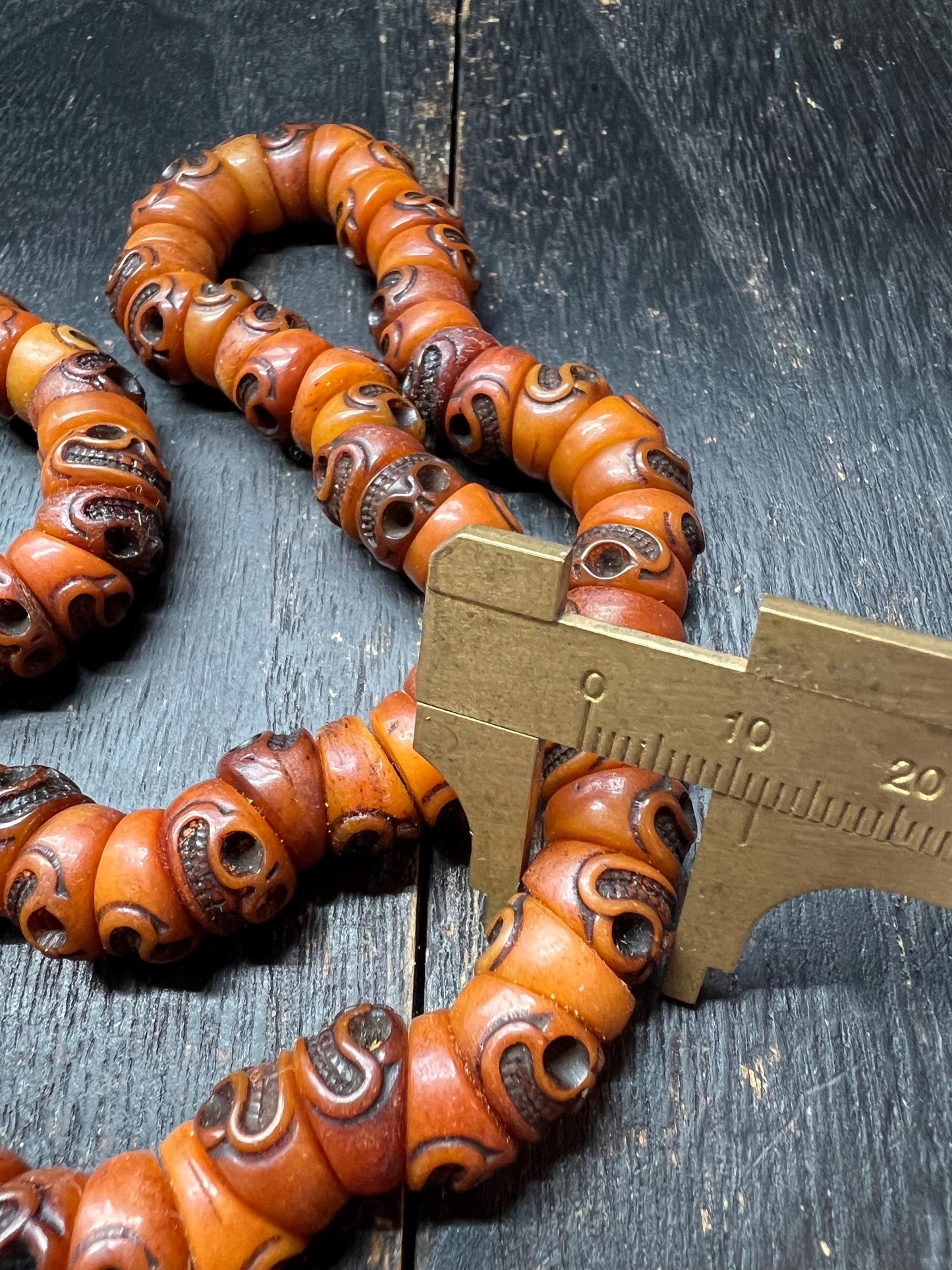 Hand-Carved Yak Bone Skull Beads | Tibetan Citipati Mala Beads Strand | Buddhist Ritual Bone Spacers