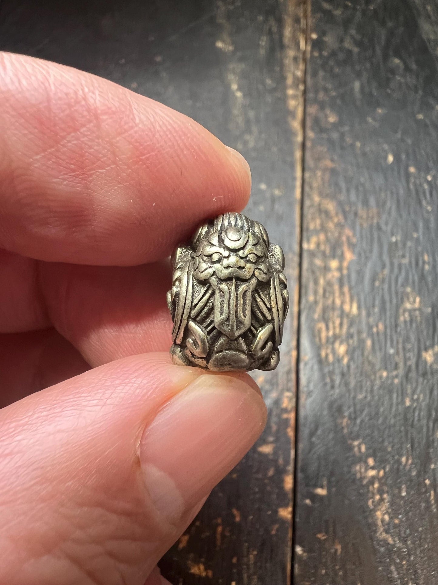 White Bronze Buddha Head Bead, 11x15mm, Handmade Tibetan-Style Metal Spacer Bead for Jewelry Making, Mala, Bracelet, Necklace, Meditation Cr
