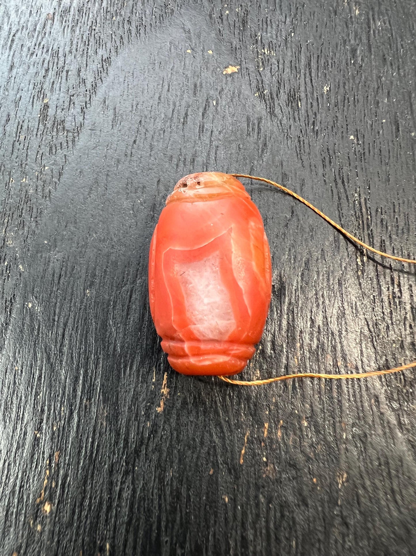 Hand-Carved Tibetan Citipati Skull Cemetery Red Agate Bead | Ritual Amulet | Genuine | Spiritual Protection