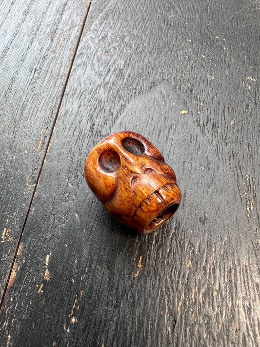 Hand-Carved Yak Bone Citipati Skull Guru Bead | Large Hole Tibetan Mala Bead | Cemetery Protector Amulet