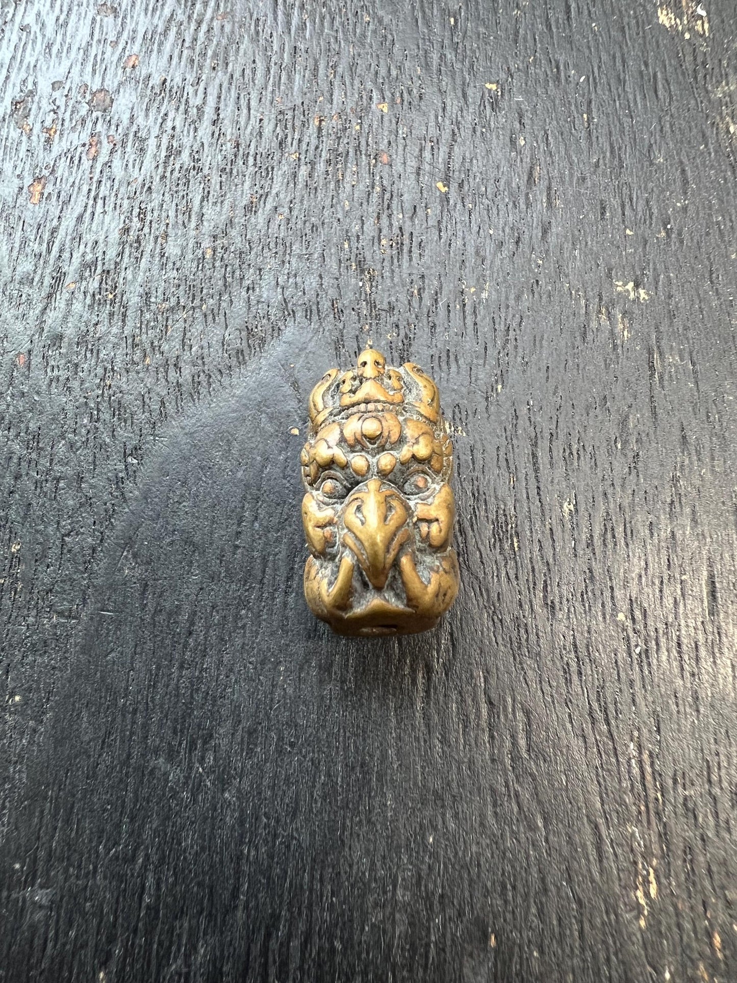 Handmade Brass Garuda Bead Tibetan Buddhist Large-Hole Spacer | Protective Bird Amulet for Mala Bracelet Necklace
