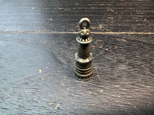 Handmade Tibetan Buddhist White Brass Stupa Amulet | Stupa Pagoda Pendant | Buddhist Tower Talisman | Ritual Protective Charm from Tibet