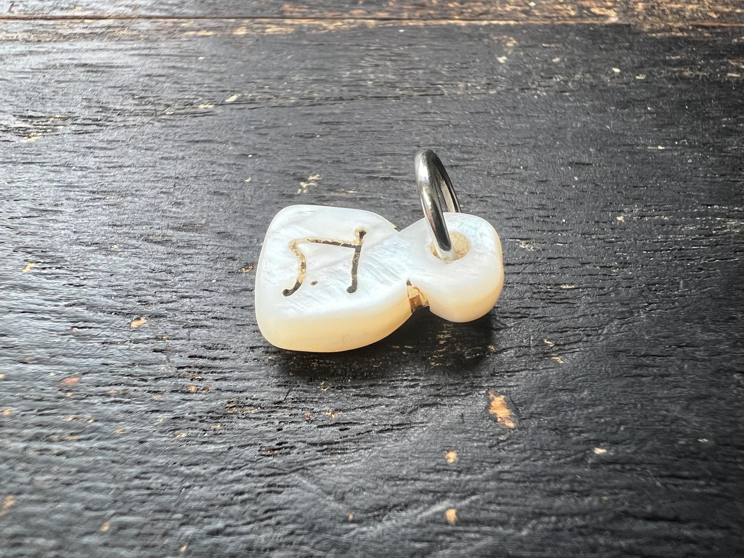 Handcrafted Tibetan Conch Shell Amulet Pendant, Carved Seed Syllable ‘ha’ Symbol & Mantra Dot, Buddhist Protection Talisman Charm