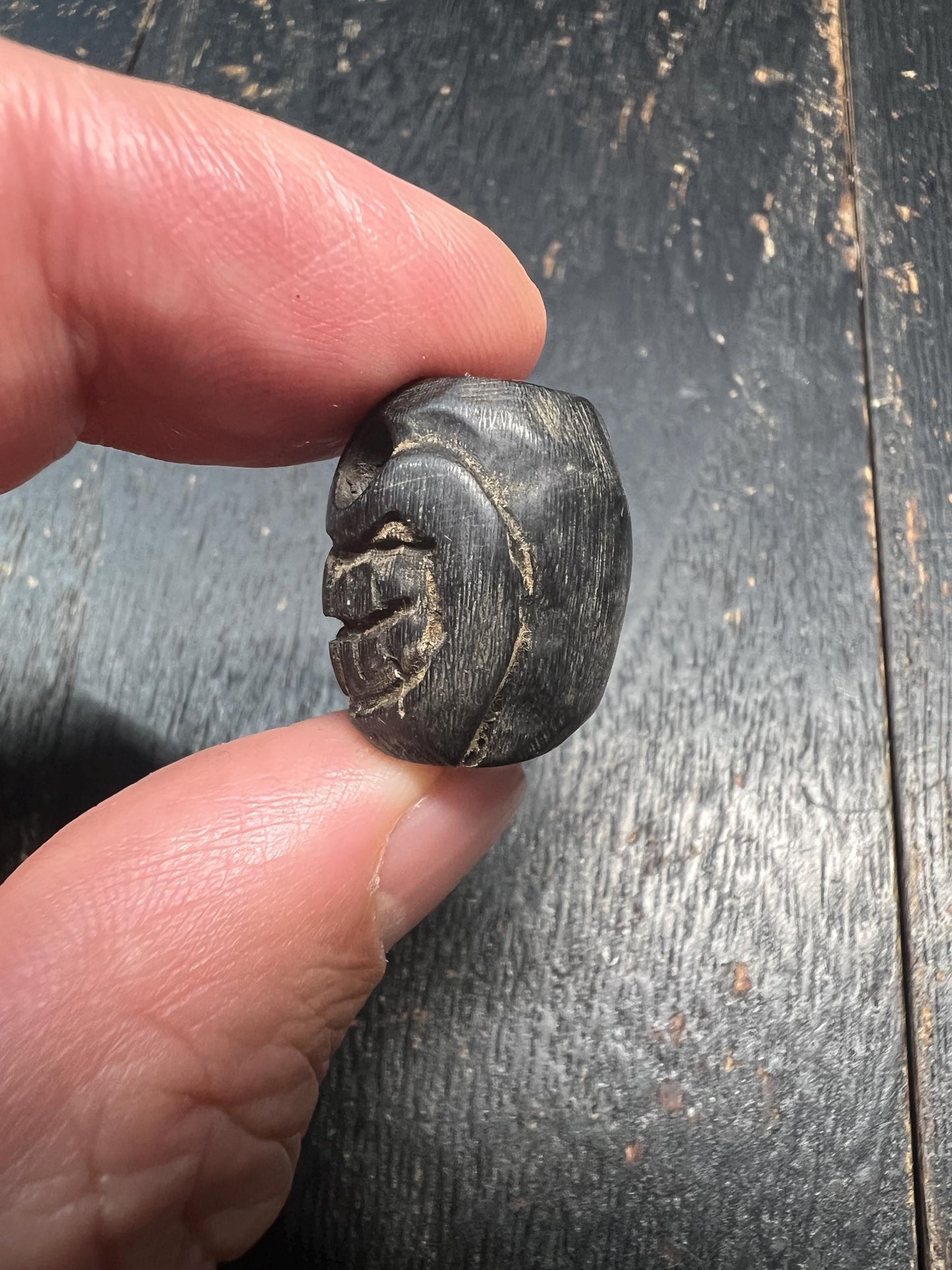 Hand Carved Ox Horn Smashan Chitta Skull Spacer Bead – Tibetan Buddhist Mala Separator – Unique Vintage Amulet Bead