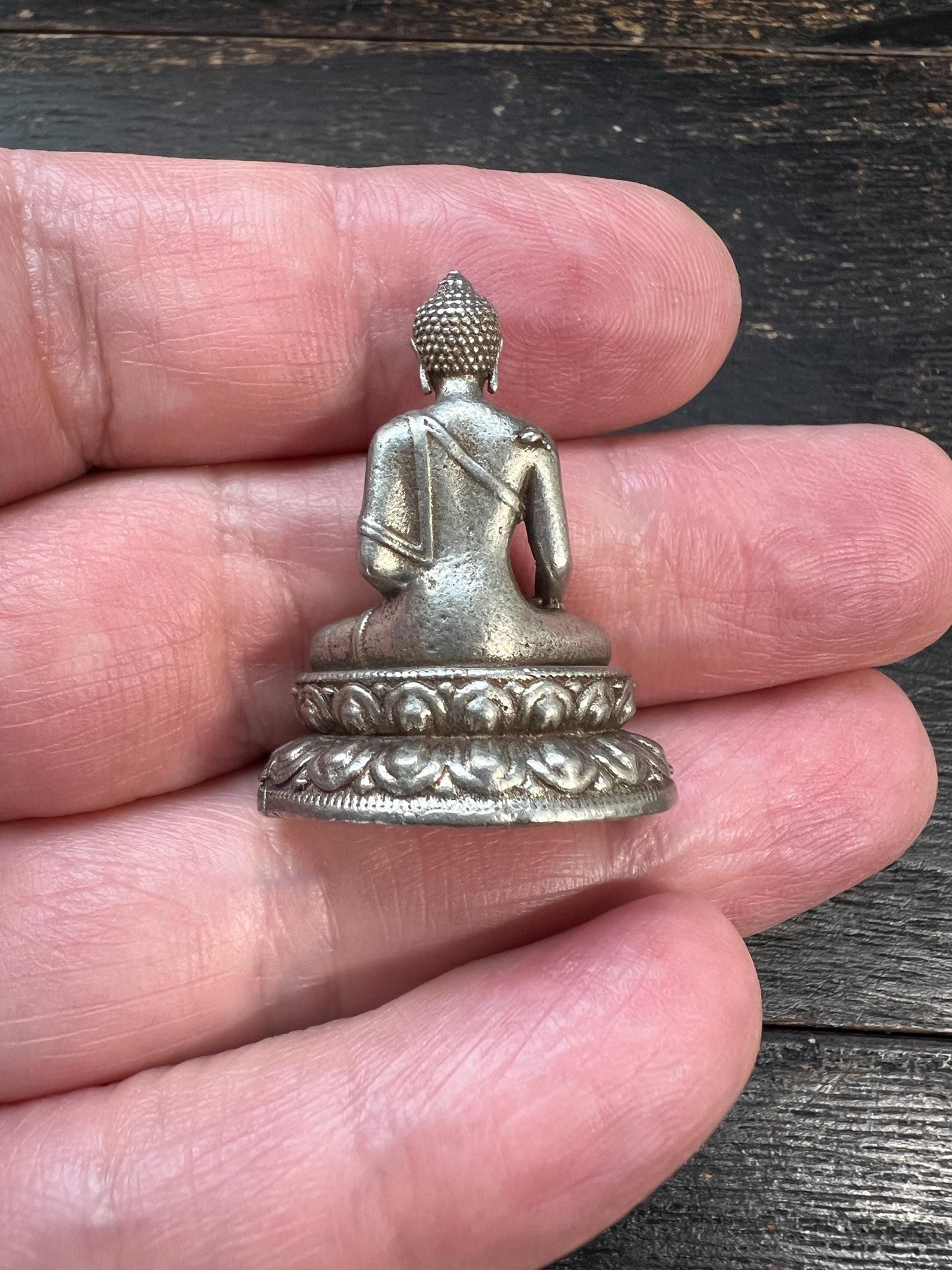 Mini White Copper Shakyamuni Buddha Statue, Handmade Meditation Figurine, 32mm Small Buddhist Altar Sculpture, Zen Spiritual Decor