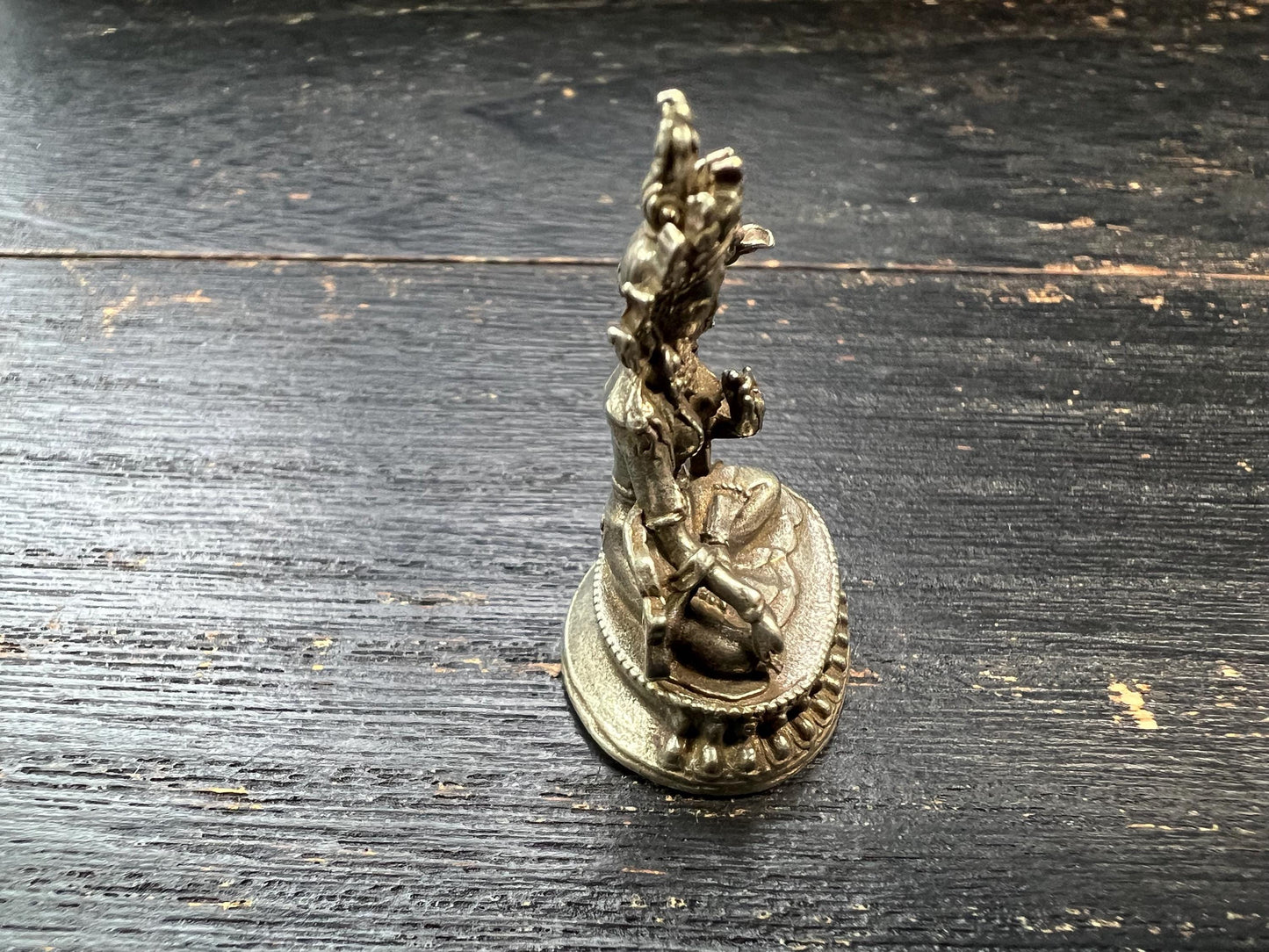Mini Green Tara White Bronze Statue – 32mm Tibetan Buddhist Mother Deity, Small Spiritual Altar Sculpture, Handcrafted Nepal Amulet