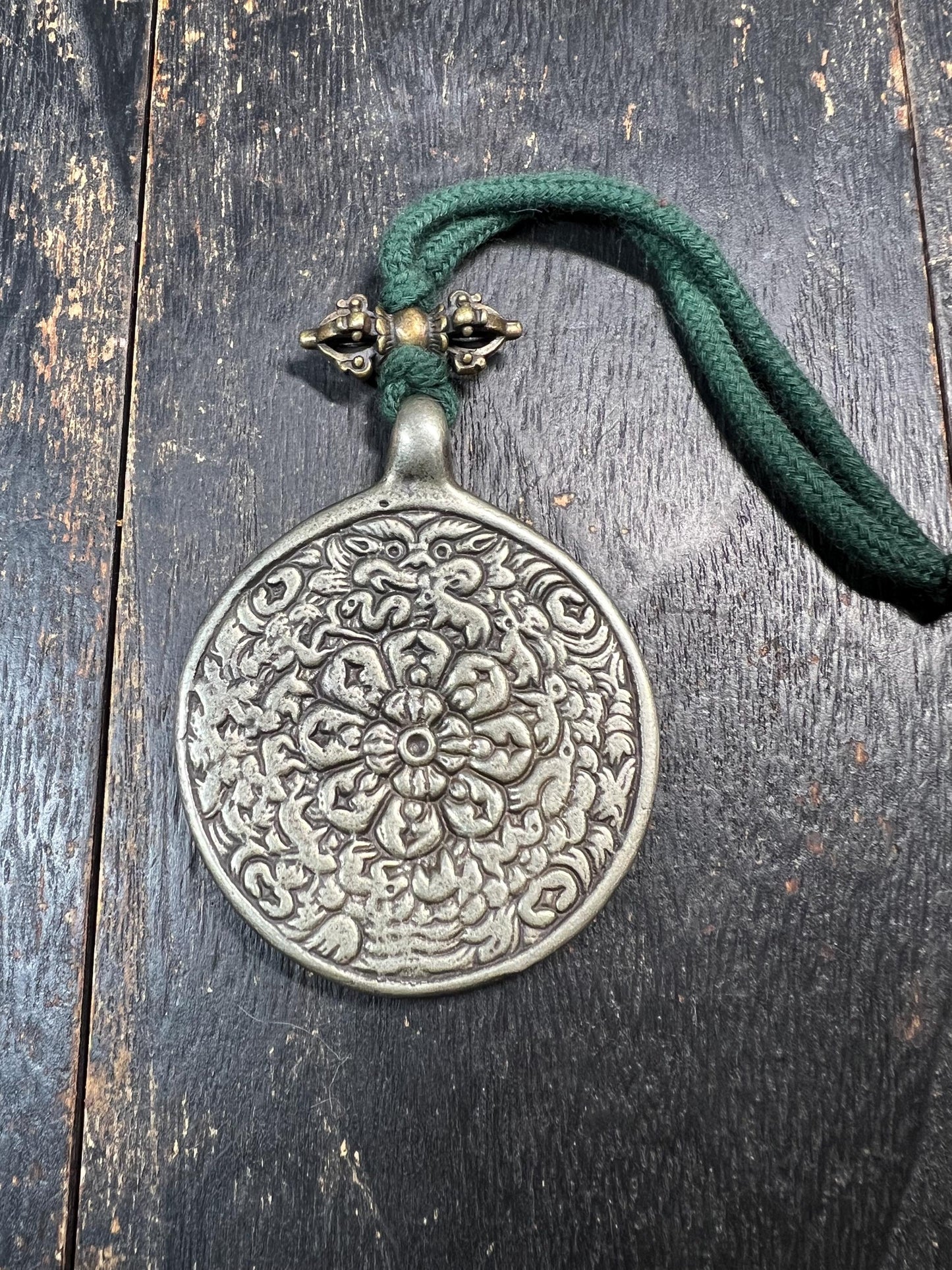 Large White Copper Tibetan Nine Palaces Bagua Pendant | Feng Shui Protection Amulet | Buddhist Sacred Talisman | Vintage Astrology Charm