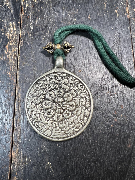 Large White Copper Tibetan Nine Palaces Bagua Pendant | Feng Shui Protection Amulet | Buddhist Sacred Talisman | Vintage Astrology Charm