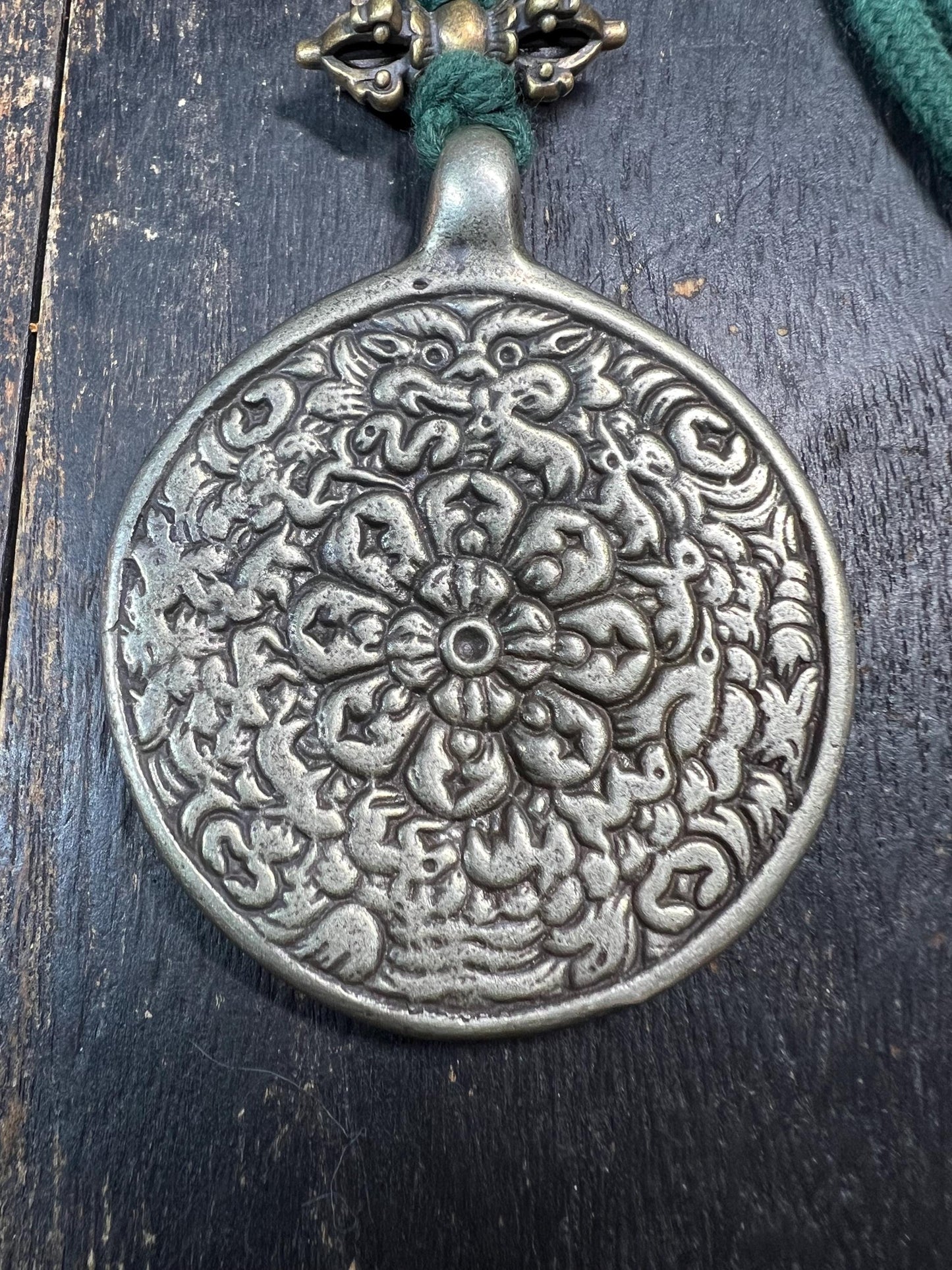 Large White Copper Tibetan Nine Palaces Bagua Pendant | Feng Shui Protection Amulet | Buddhist Sacred Talisman | Vintage Astrology Charm
