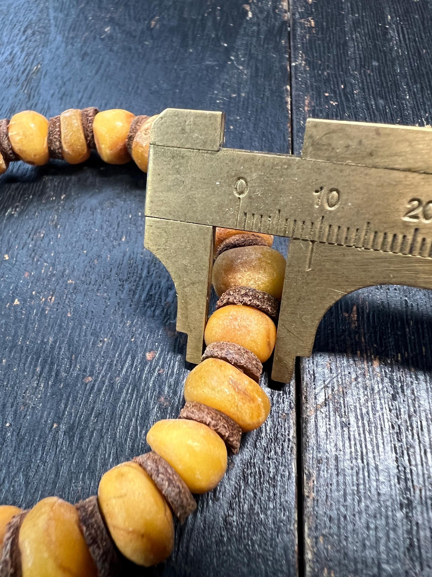 Natural Baltic Amber Bracelet with Leather Spacers, 9-11mm, Meditation Beads for Men & Women