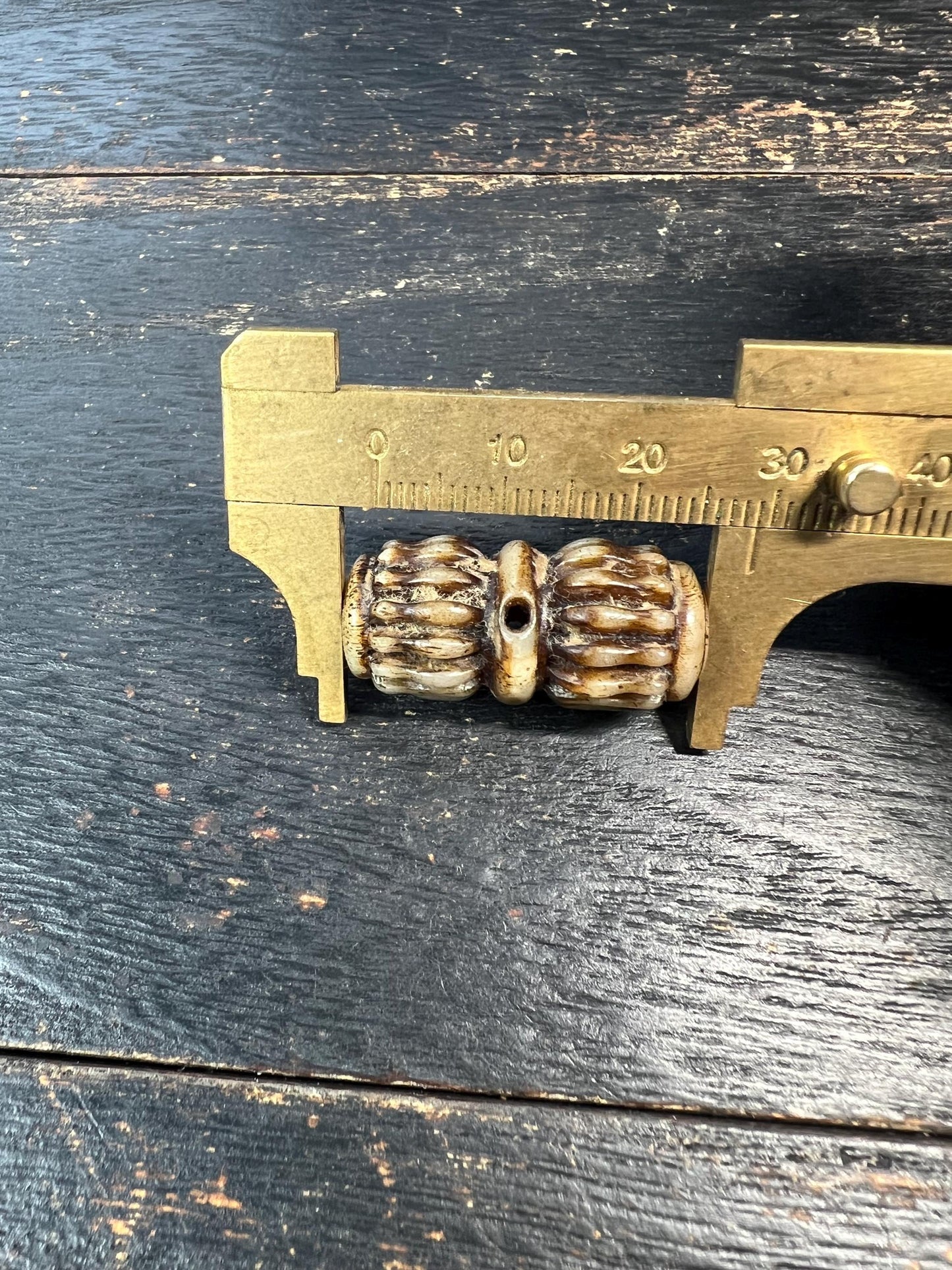 Hand-Carved Yak Bone Guru Bead Barrel, Tibetan Buddhist Mala Spacer, Barrel-Shaped Meditation Guru Bead