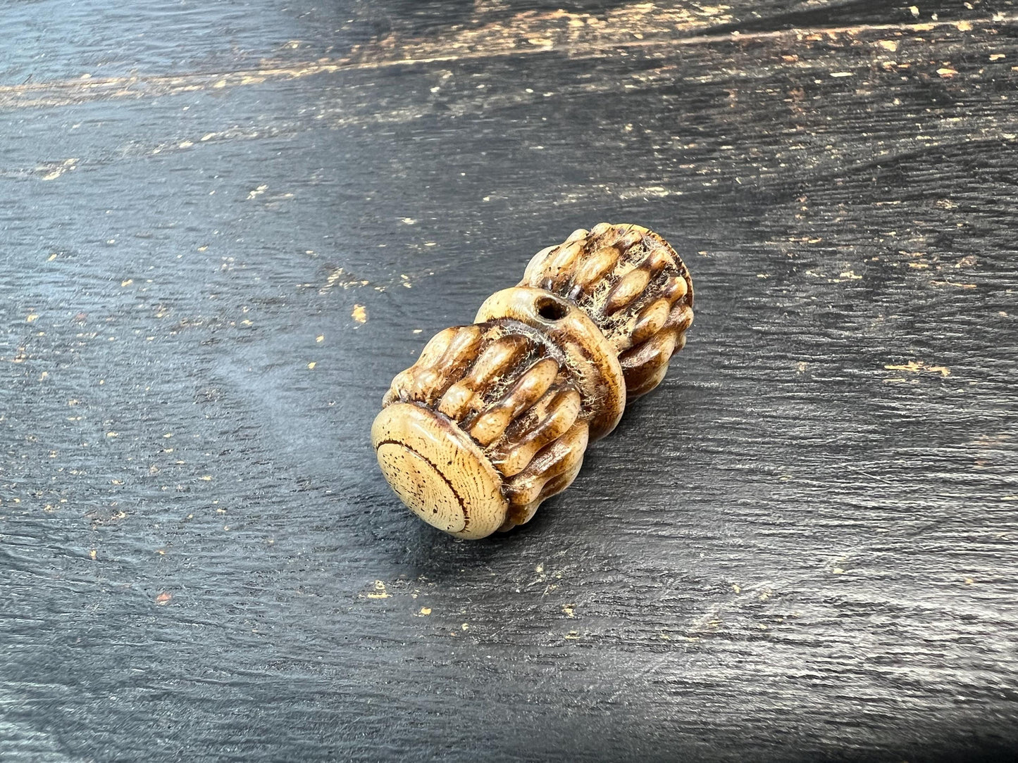 Hand-Carved Yak Bone Guru Bead Barrel, Tibetan Buddhist Mala Spacer, Barrel-Shaped Meditation Guru Bead