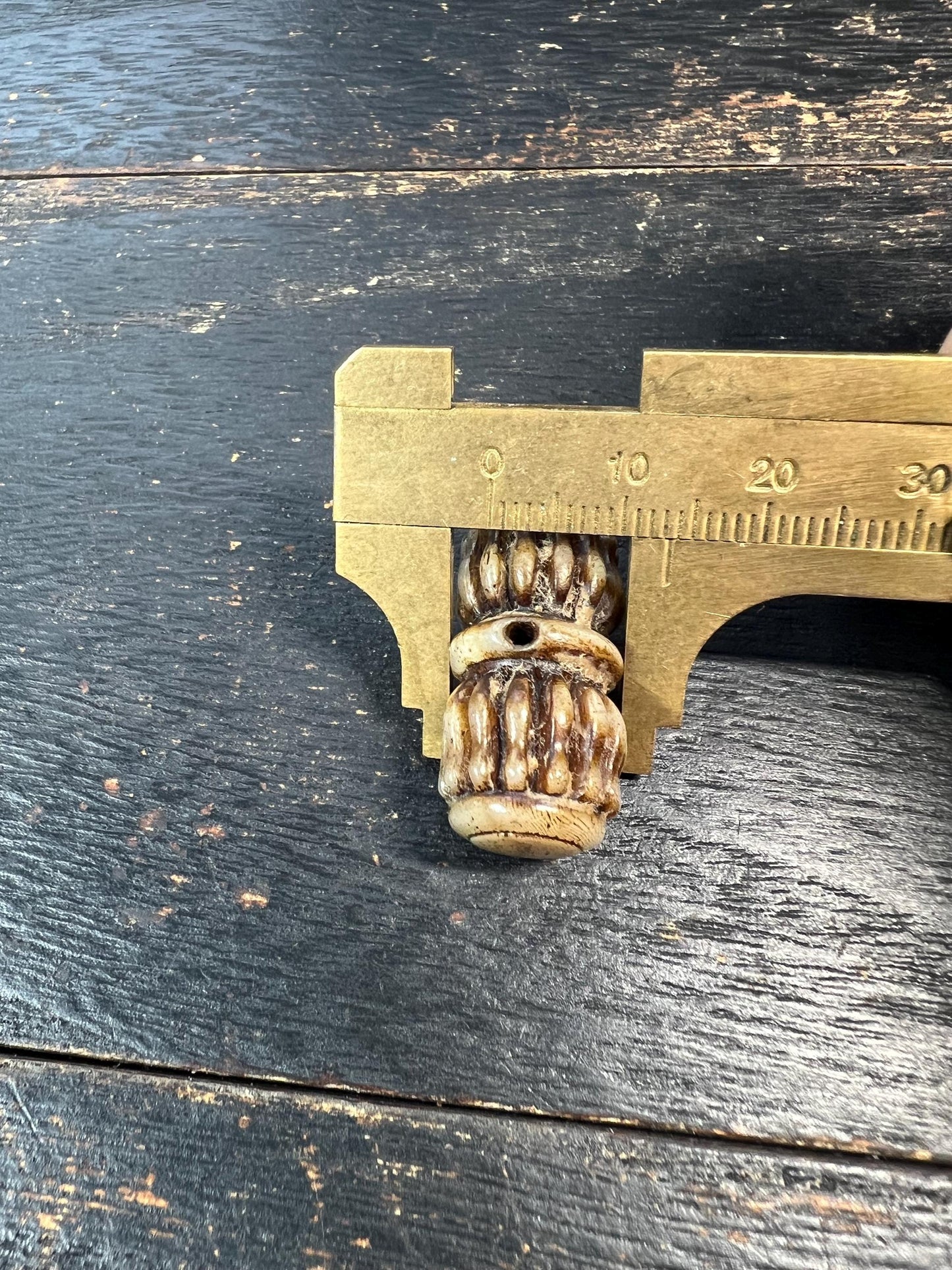 Hand-Carved Yak Bone Guru Bead Barrel, Tibetan Buddhist Mala Spacer, Barrel-Shaped Meditation Guru Bead