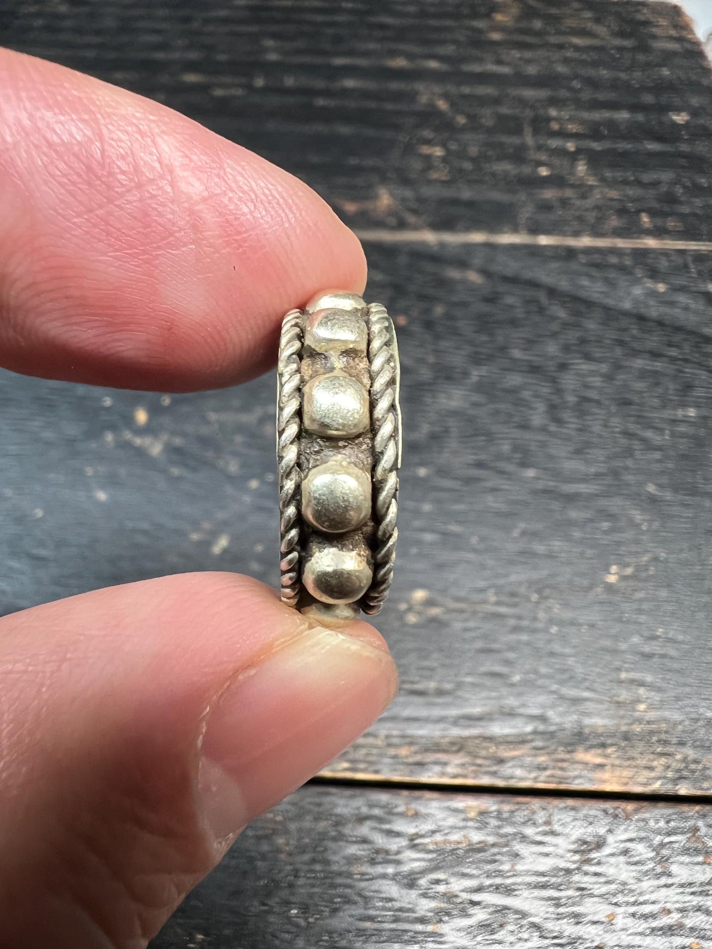 Antique Tibetan White Brass Spacer Bead | Handcrafted Old Tibetan Mala Separator | Vintage Ethnic Tibet Jewelry Component