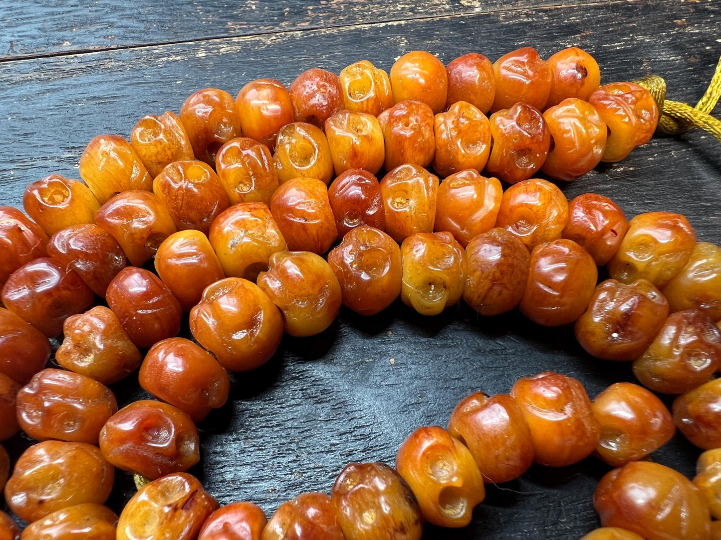 Hand-Carved Yak Bone Mala: 108 Beads Citipati Skull Prayer Necklace