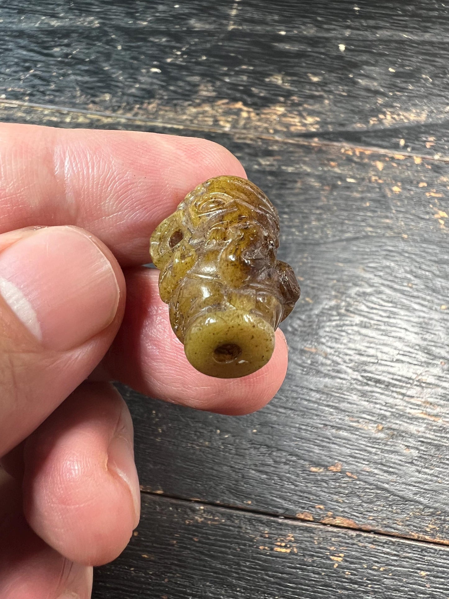 Hand‑Carved Yak Bone Ganesha Guru Bead, Small Tibetan Elephant God Focal for 108 Mala, Drilled Top to Bottom