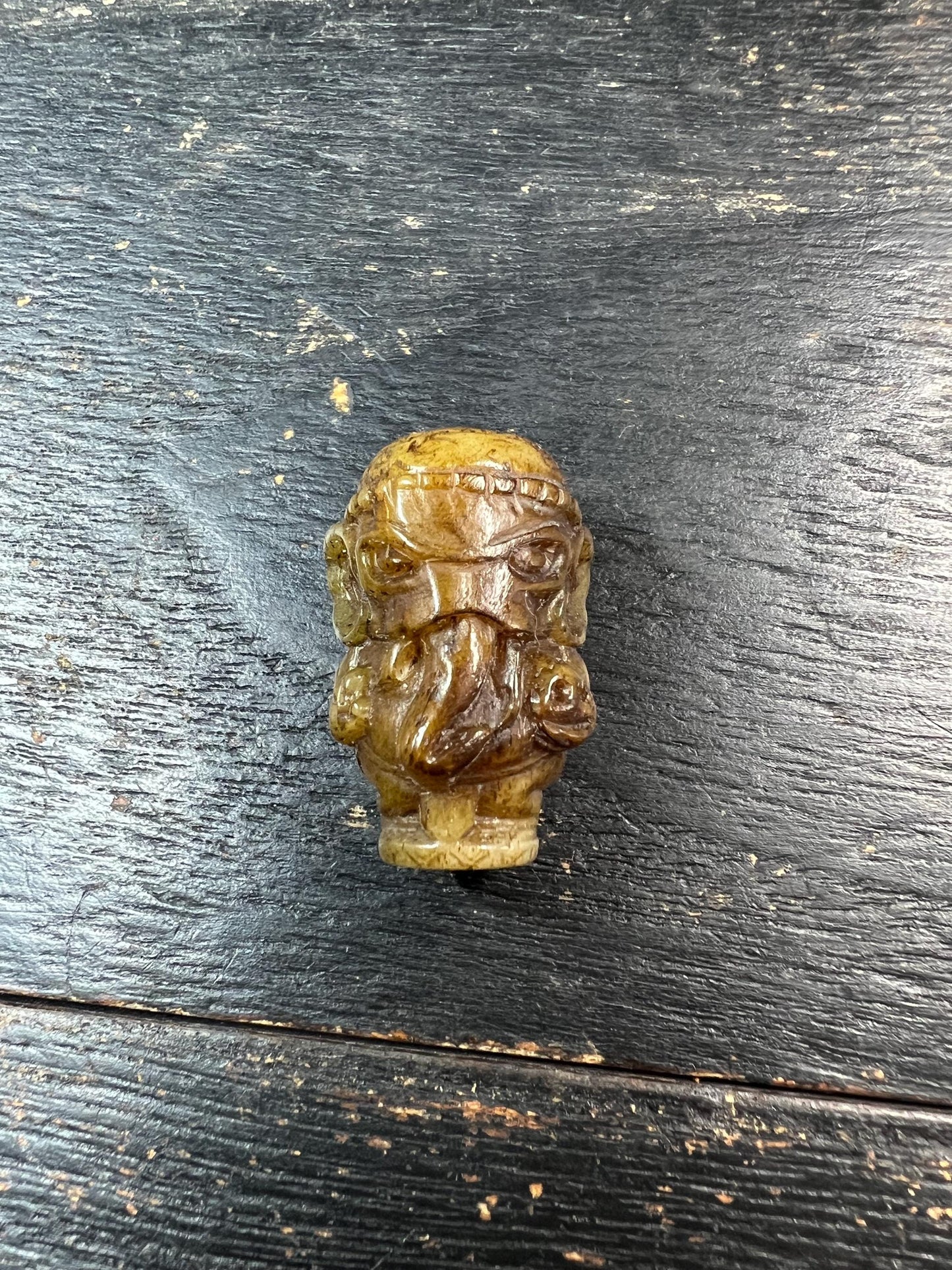 Hand‑Carved Yak Bone Ganesha Guru Bead, Small Tibetan Elephant God Focal for 108 Mala, Drilled Top to Bottom